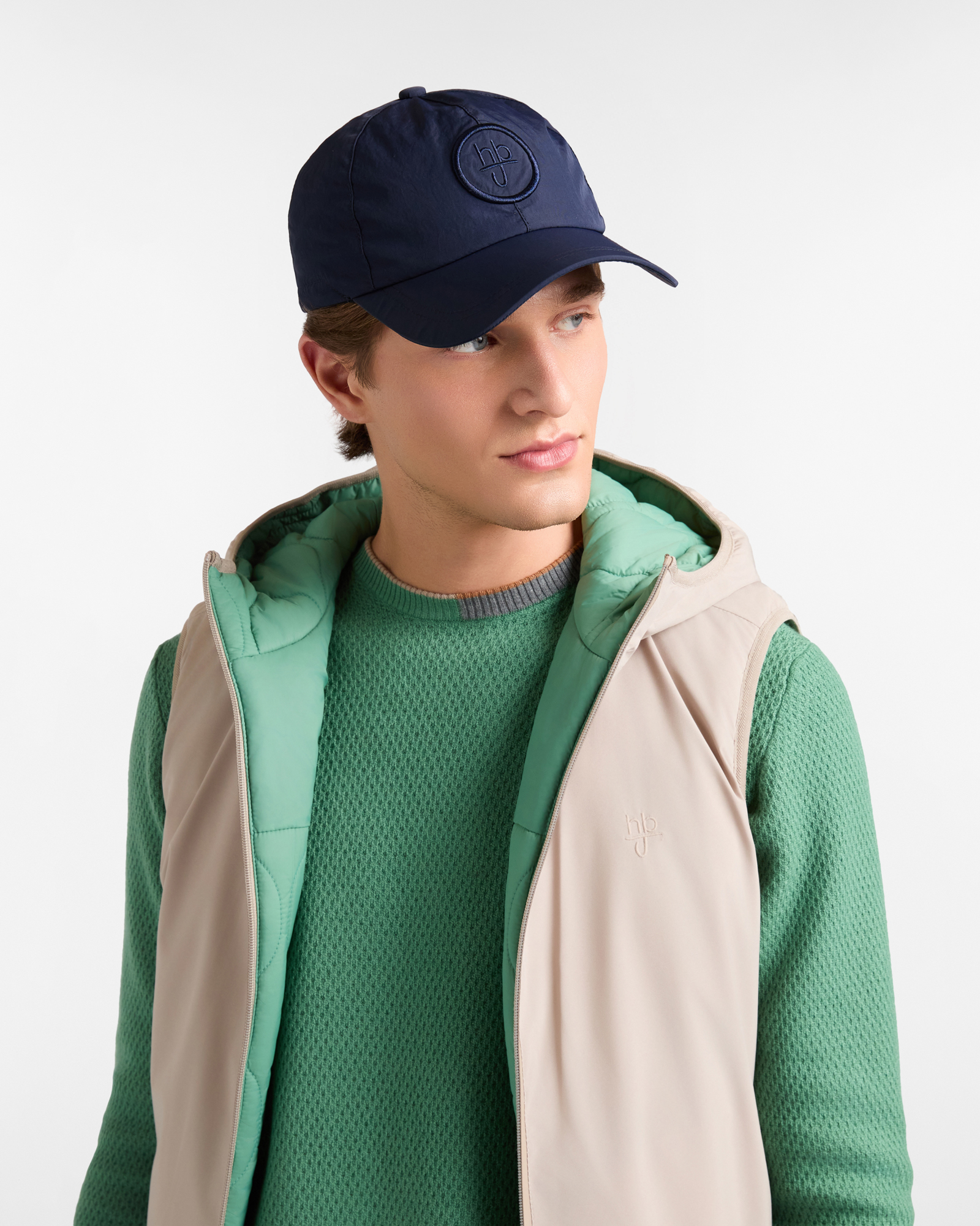 Nylon Baseball Cap with Embroidered Logo, Dark Blue, large