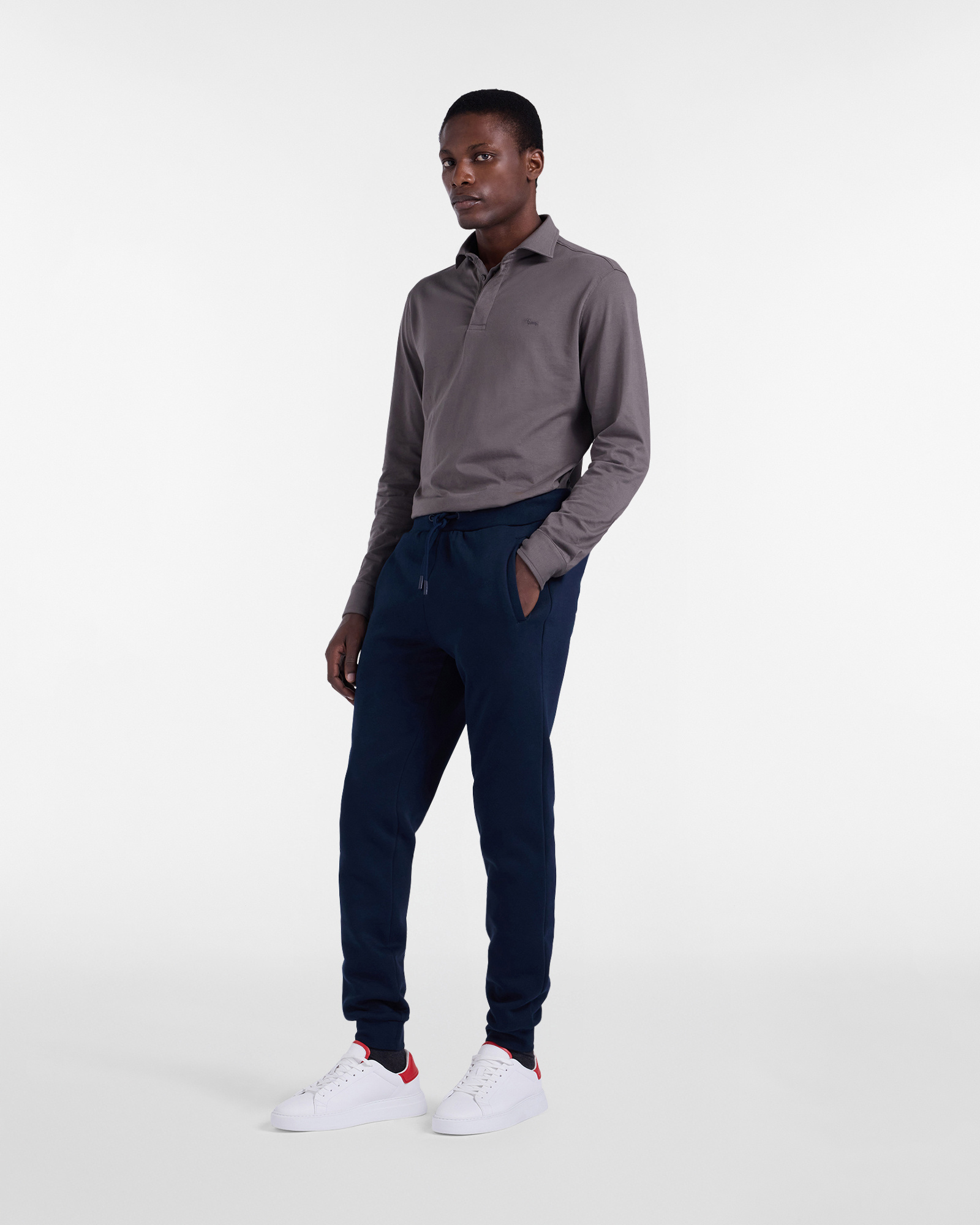 Cotton Blend Jogger Pants, Navy Blue, large image number 3