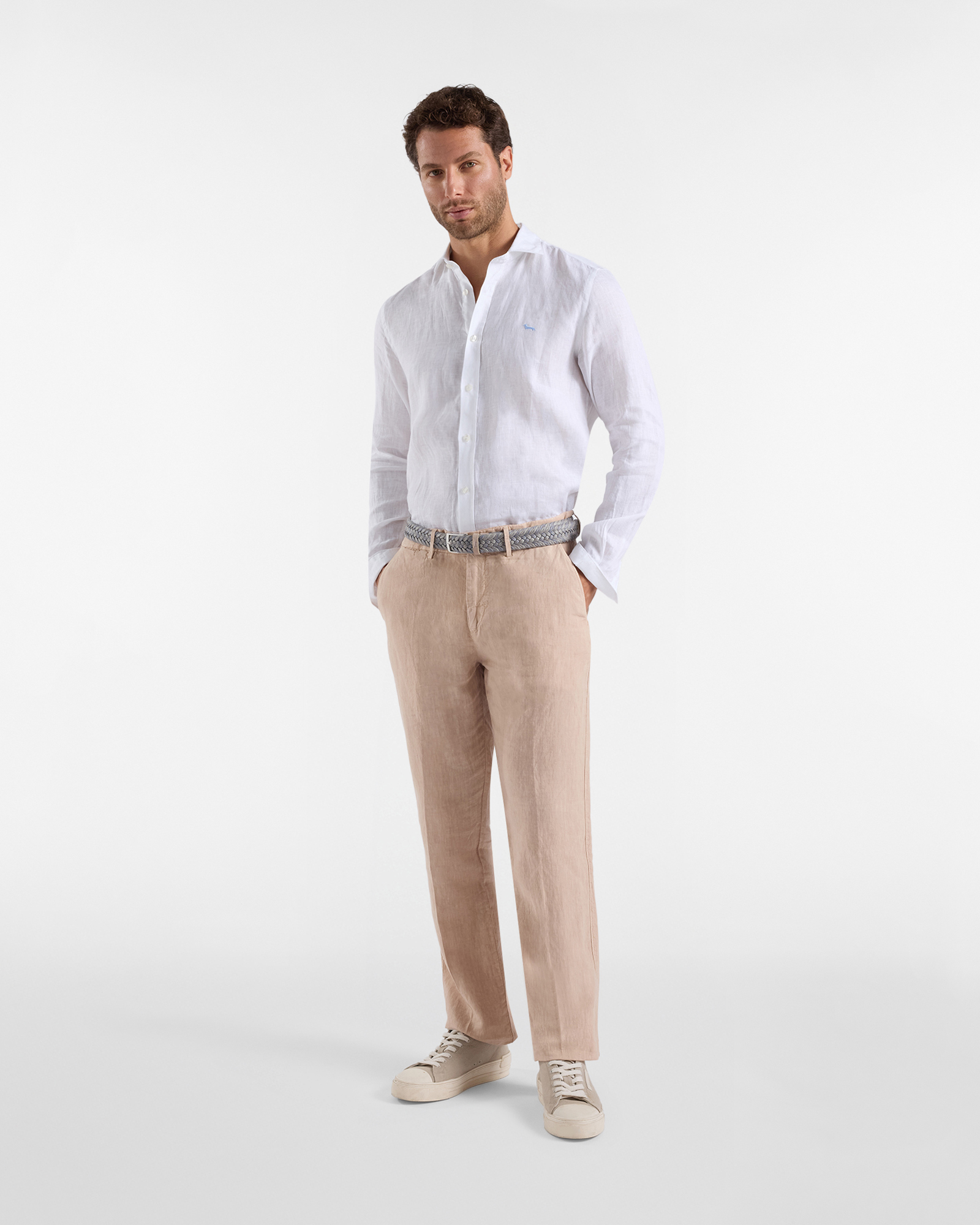 Men's regular-fit linen chino pants, Beige, large image number 3