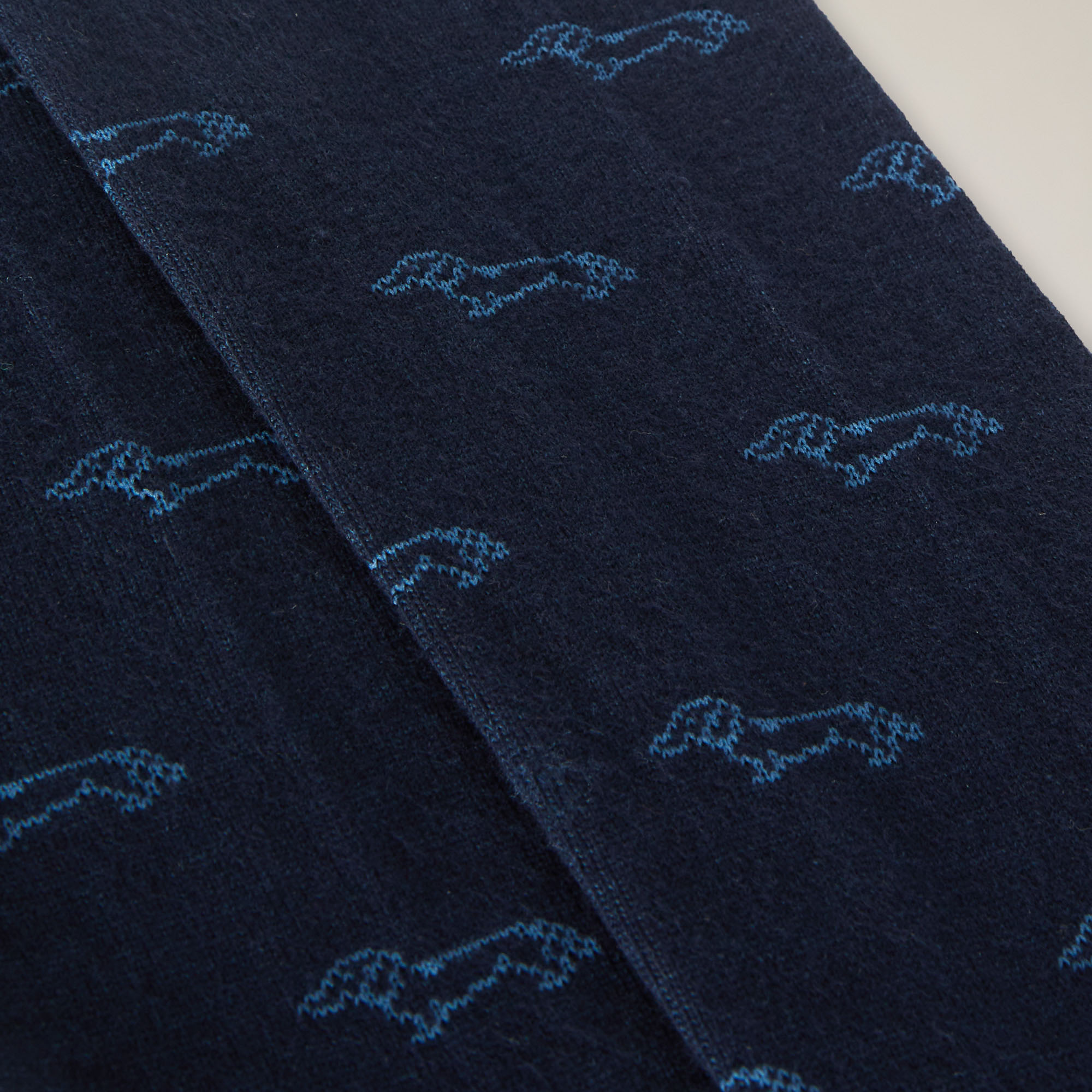 Long Socks With Dachshund Motif All Over, Blue, large image number 1