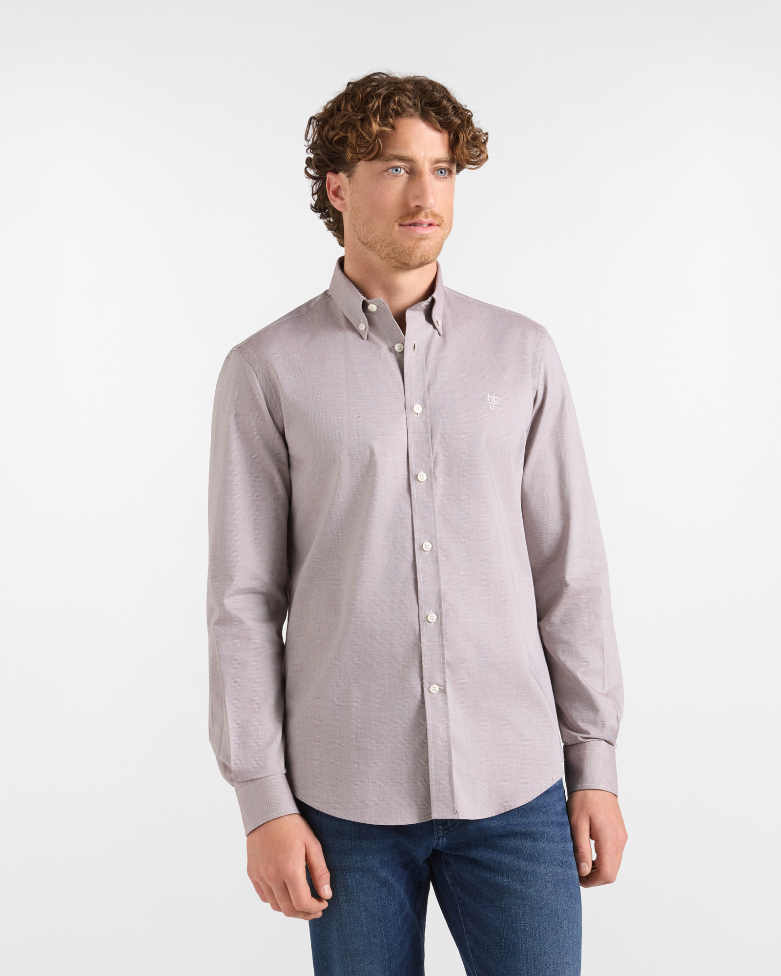HBJ Men&rsquo;s Regular Fit Shirt with Monte Carlo Collar in pure natural white cotton