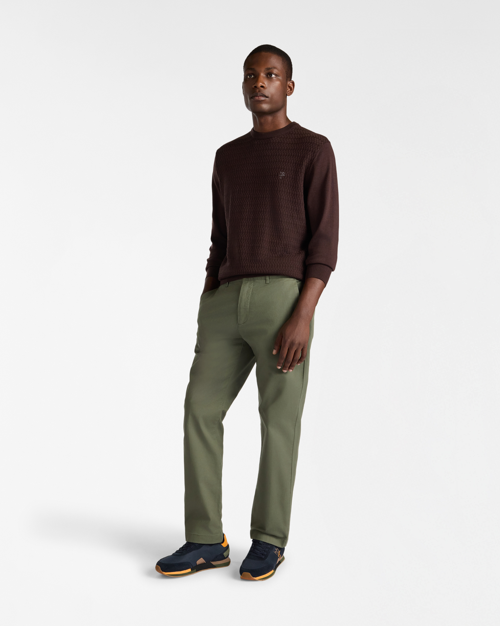 Pantaloni Cargo Carrot Fit in Cotone Stretch, Verde Oliva, large image number 3