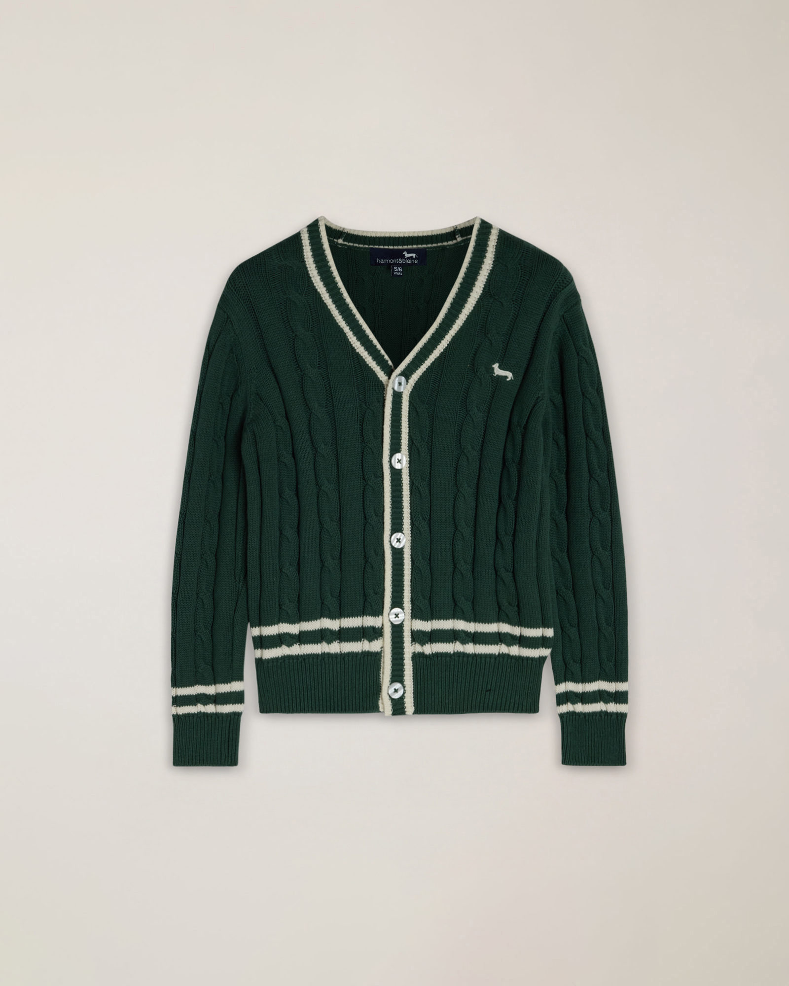 Cardigan con trecce e ricamo logo