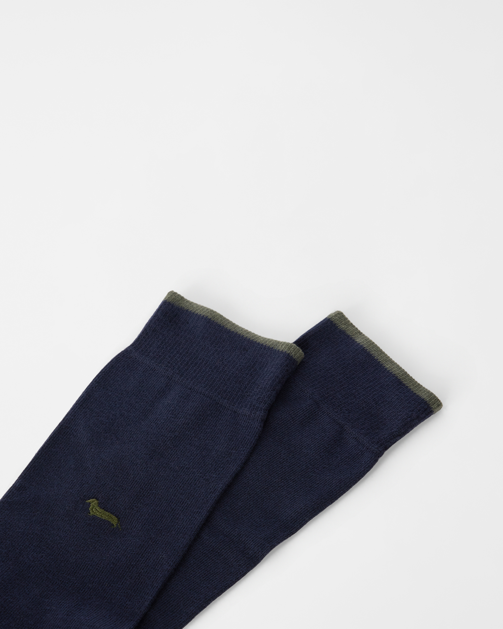 Solid-color socks with embroidery, NAVY BLUE, large image number 2