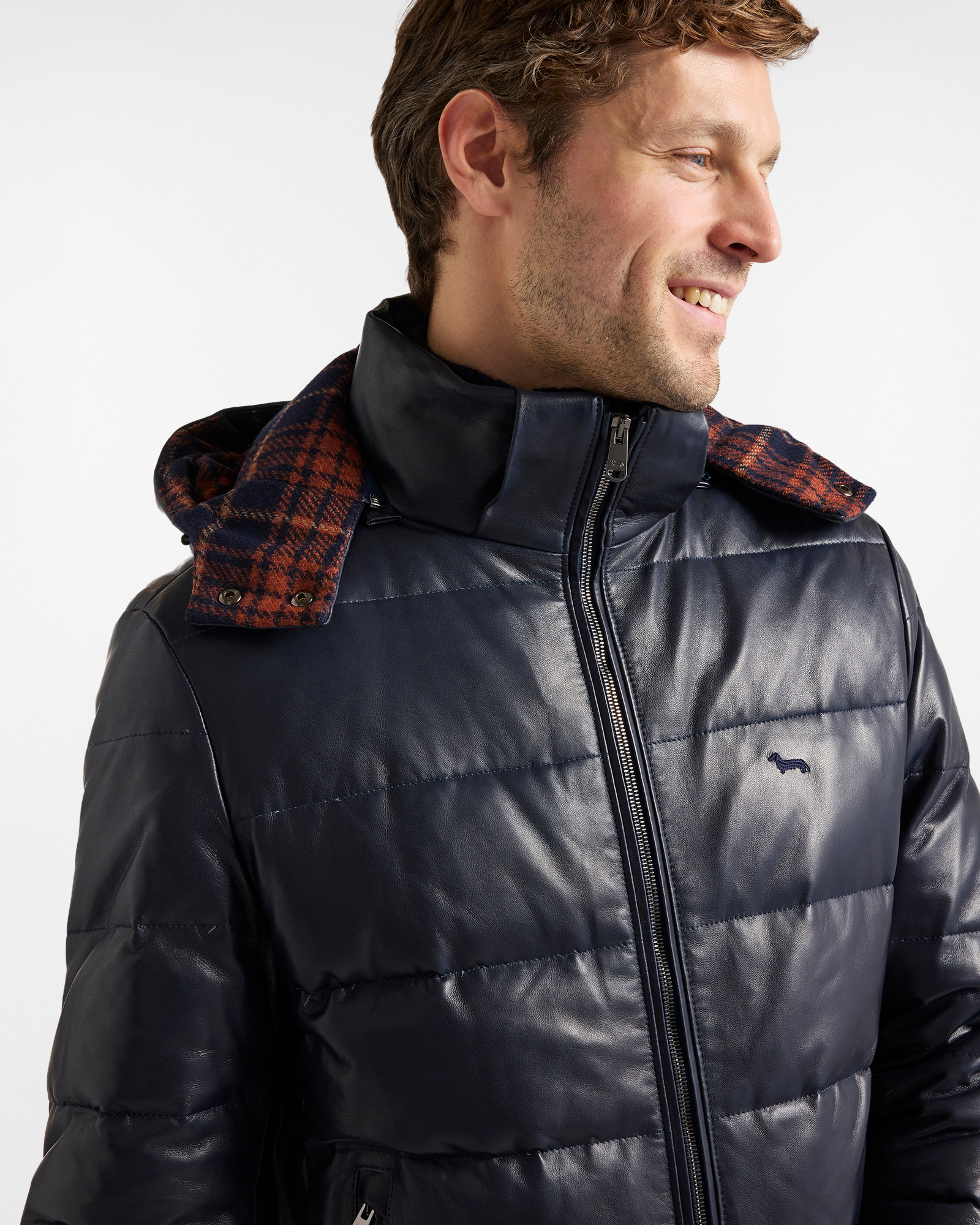 Bomber in Vera Pelle"Cortina a Colori", Blu Marine, large image number 2