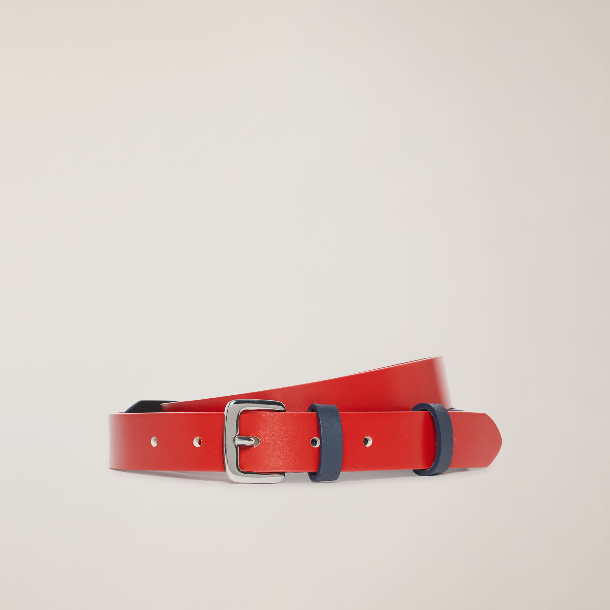 Two-Tone Thin Belt, Blue/Red, large