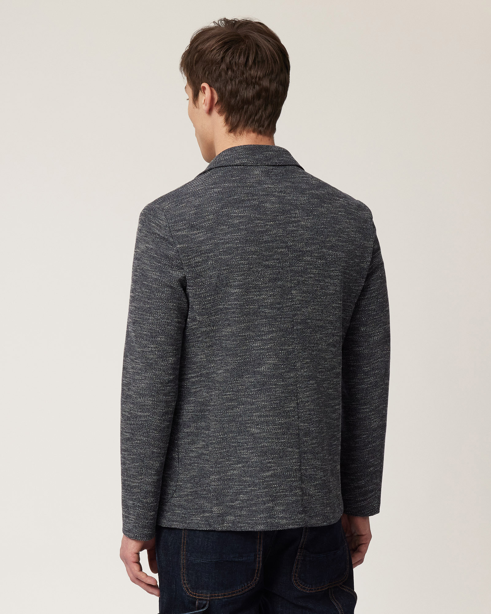 Jersey Cardigan Jacket, Navy Blue, large image number 1