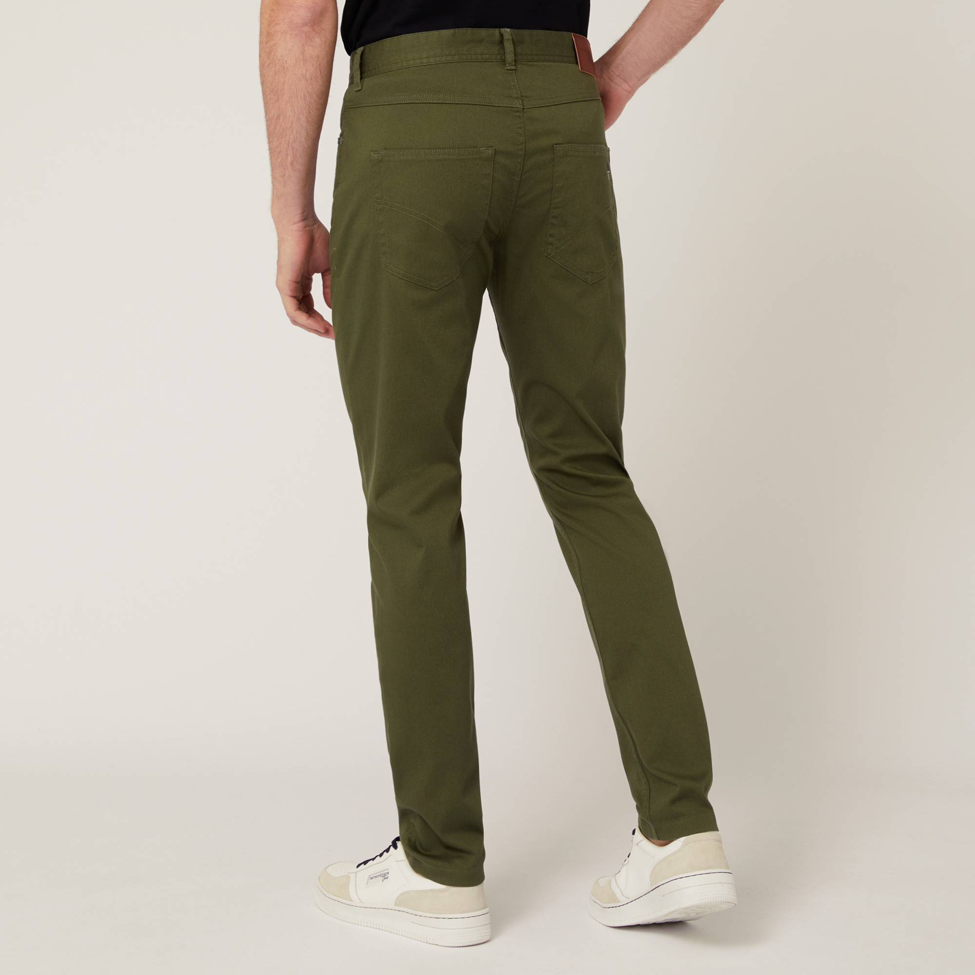 Pantaloni In Cotone Stretch, Verde, large image number 1