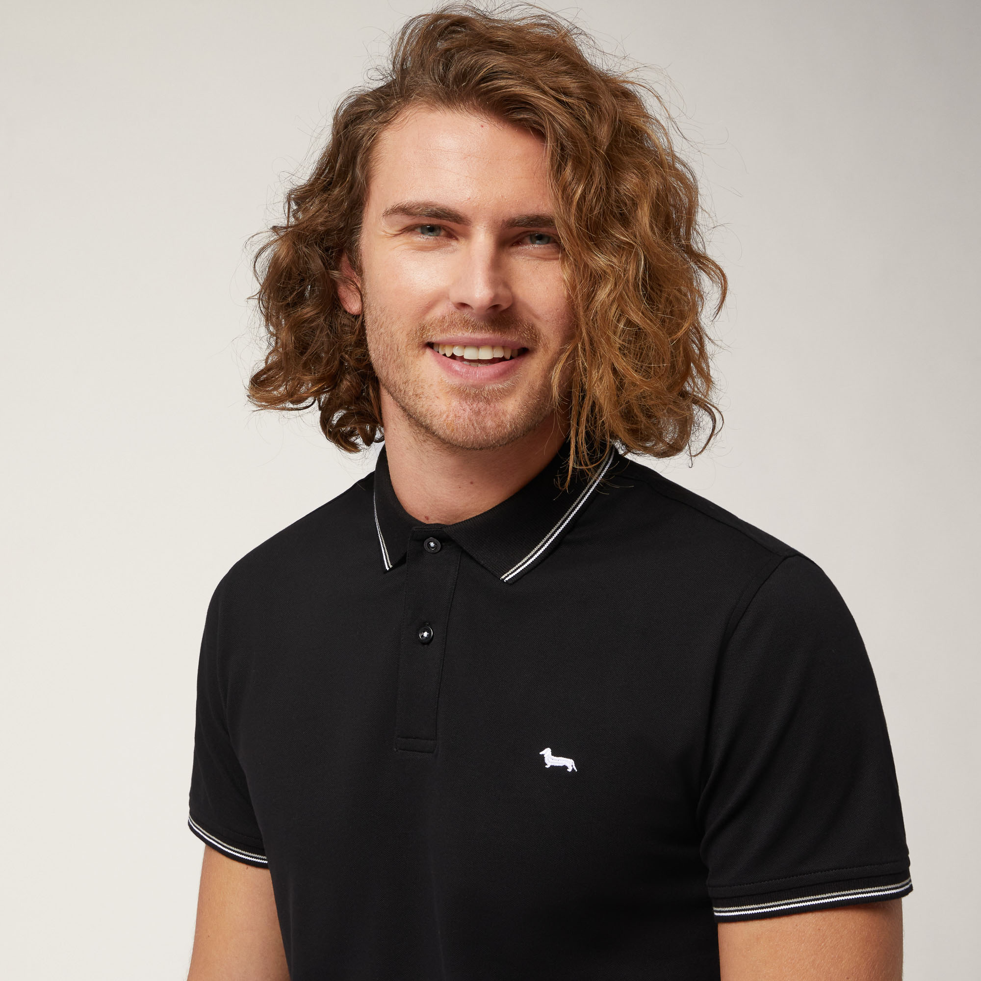 Polo with Striped Details, Black, large image number 2