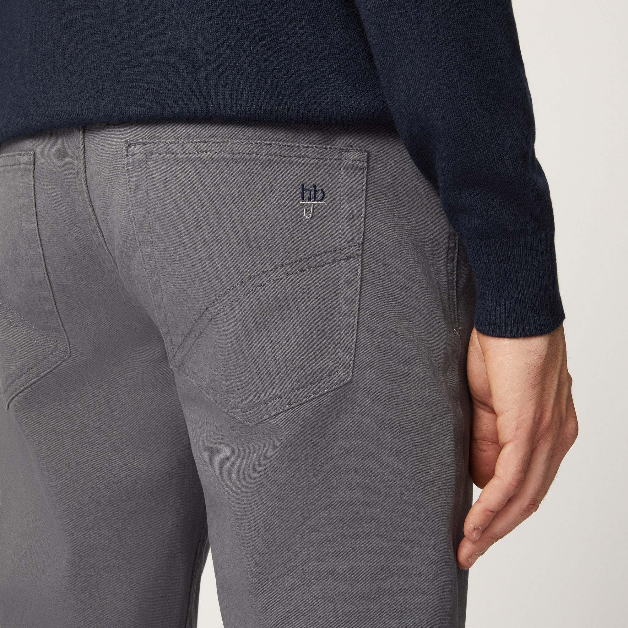 Pantalone Cinque Tasche In Twill Di Cotone, Grigio, large image number 2