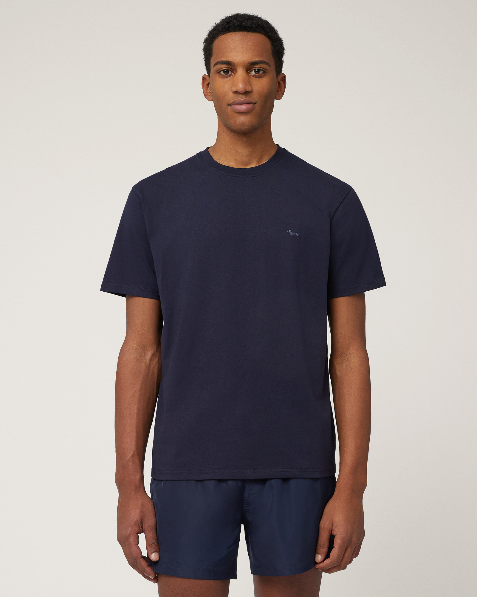 T-Shirt Relaxed Fit In Cotone, Blu Navy, large