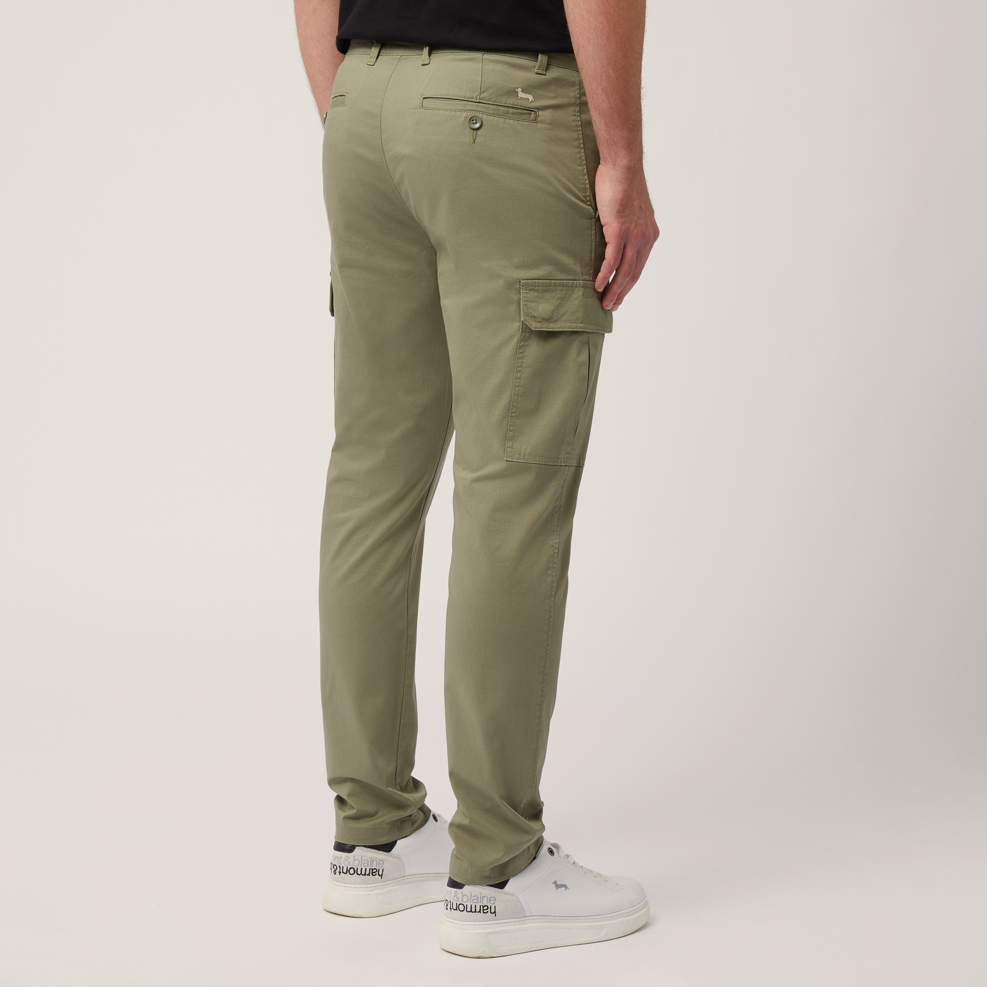 Stretch Cotton Cargo Pants, Green, large image number 1