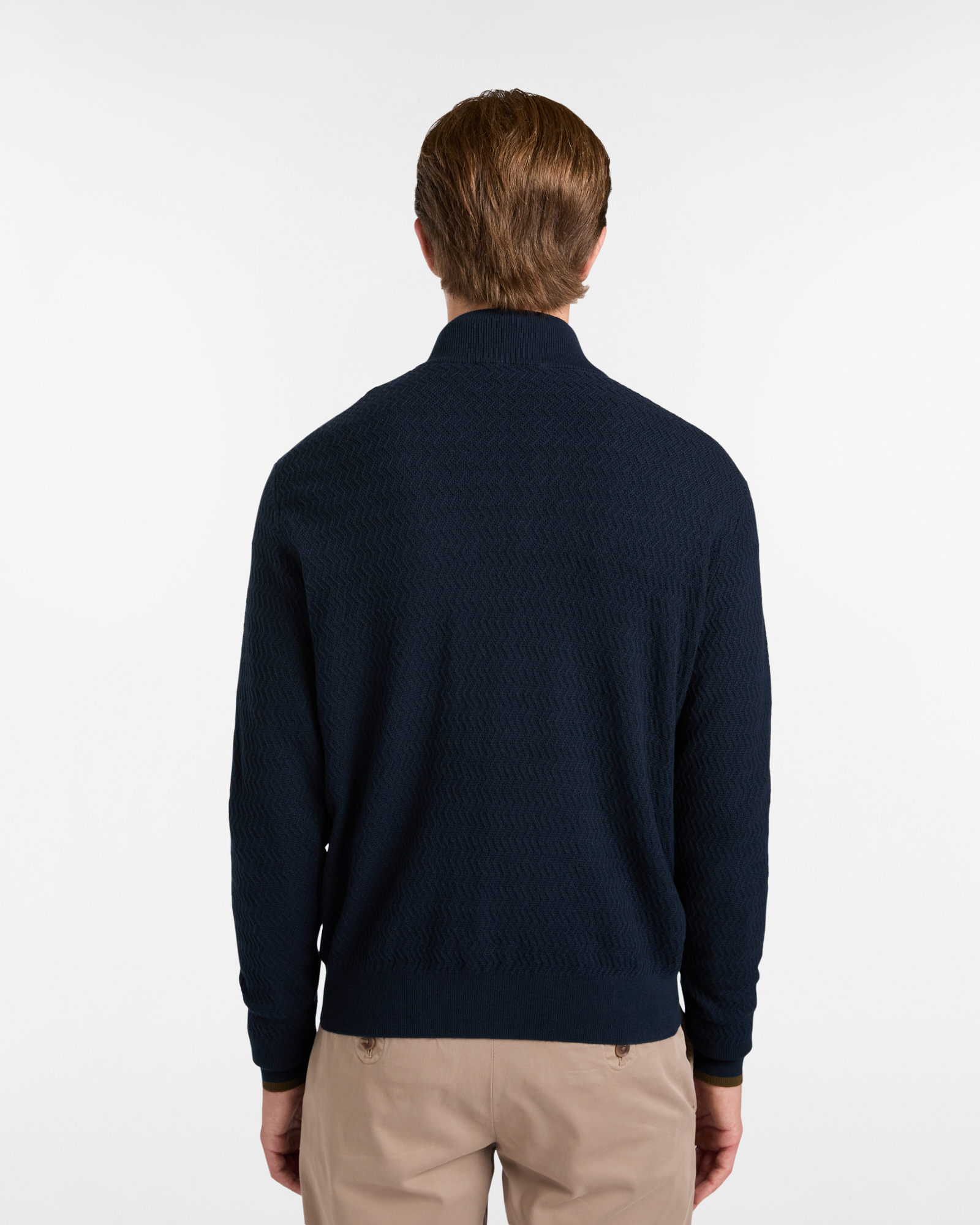 Pullover Half Zip mit 3D-Strickmuster, Navyblau, large image number 1