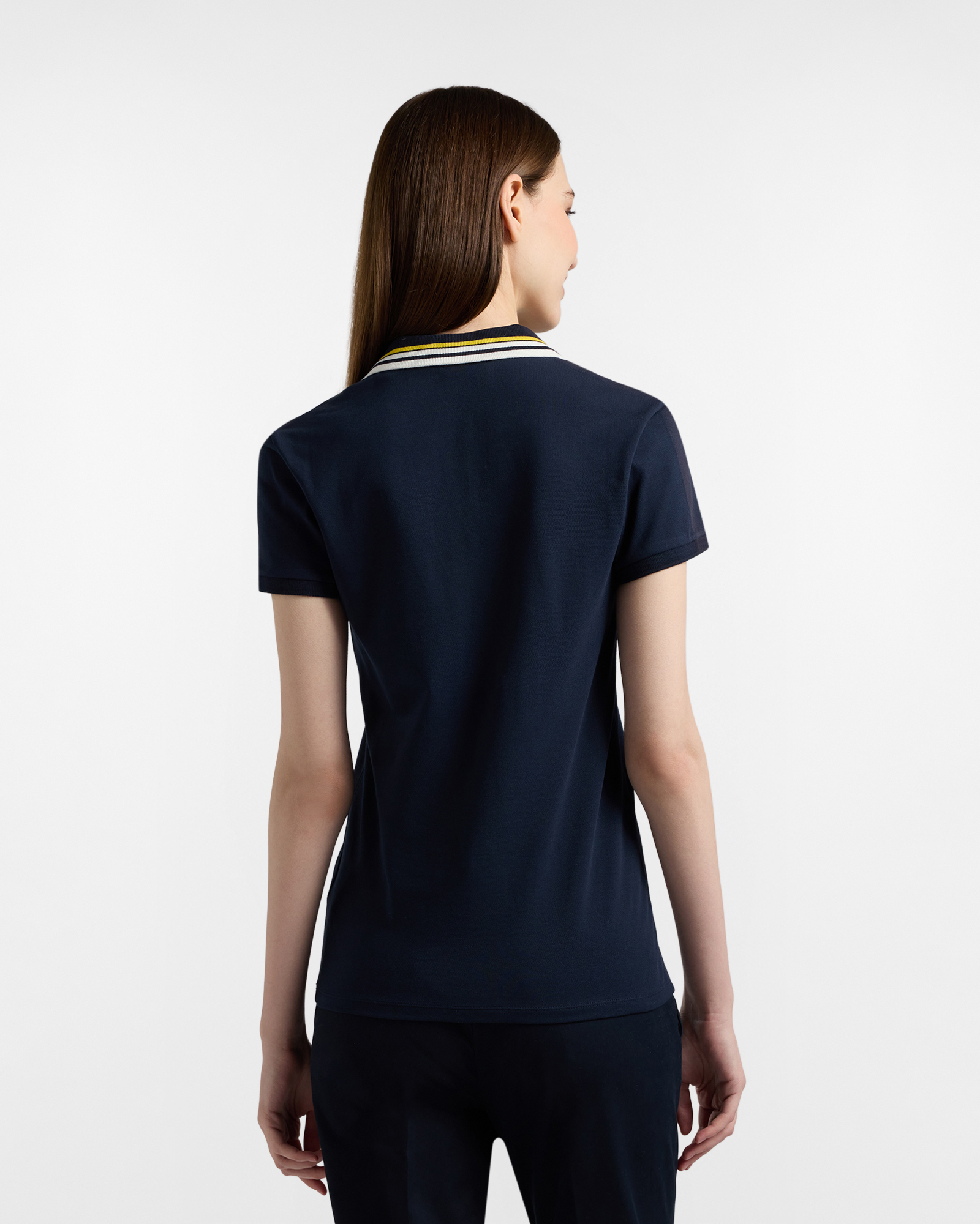 Women's polo shirt with ribbed neckline