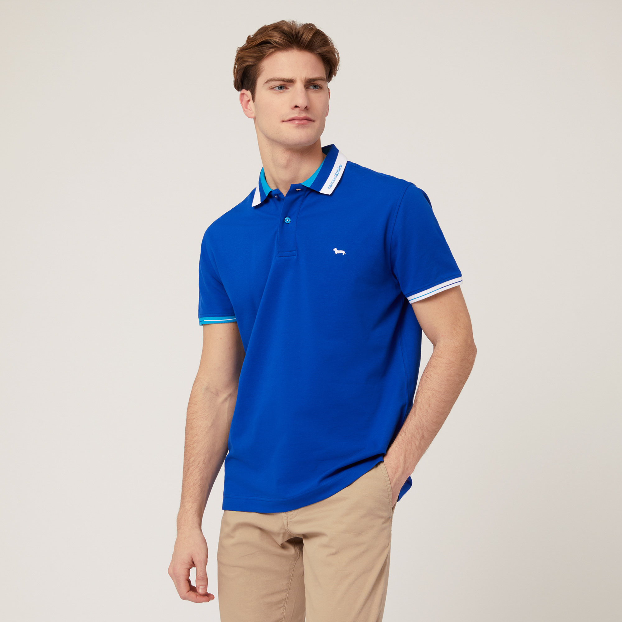 Poloshirt mit Streifen-Details, Hortensie, large