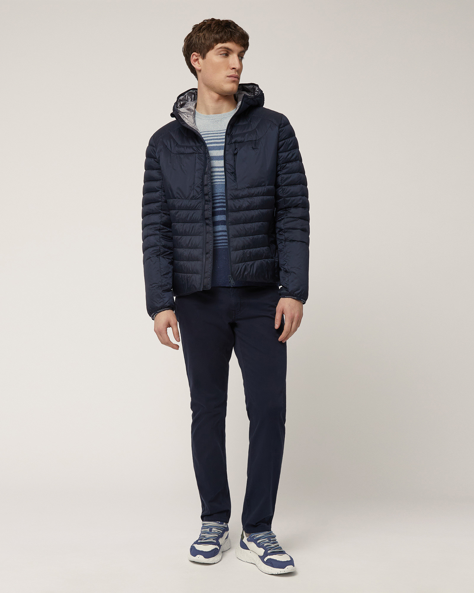 Narrow Five-Pocket Pants, Navy Blue, large image number 3