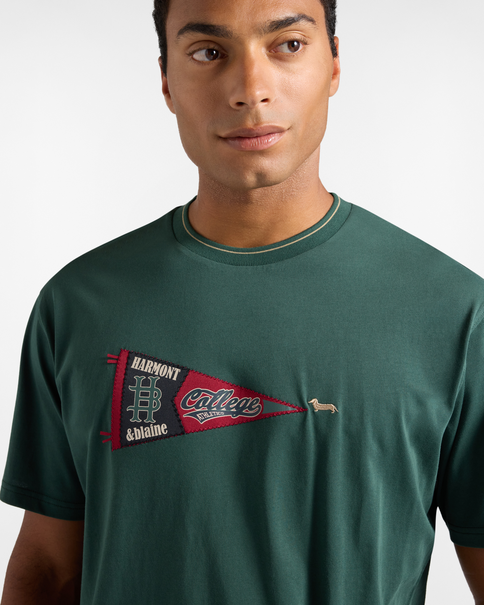 Men's relaxed-fit T-shirt in 100% pure cotton, BOTTLE GREEN, large