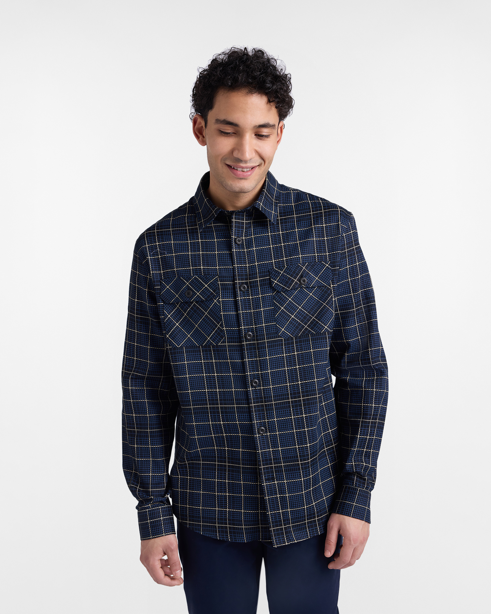 Camicia check con doppia tasca