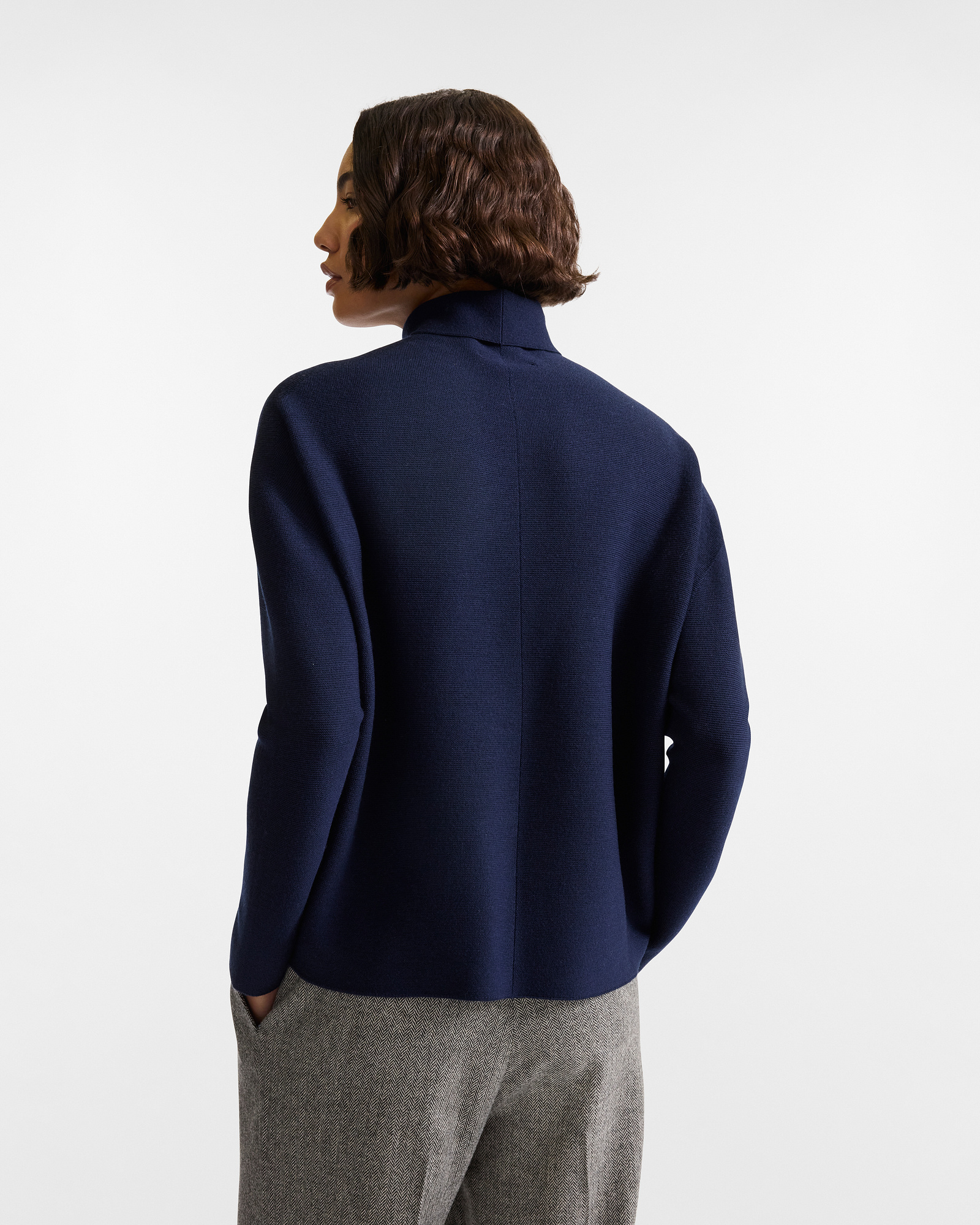 Mock Neck Wool Sweater, Navy Blue, large image number 1