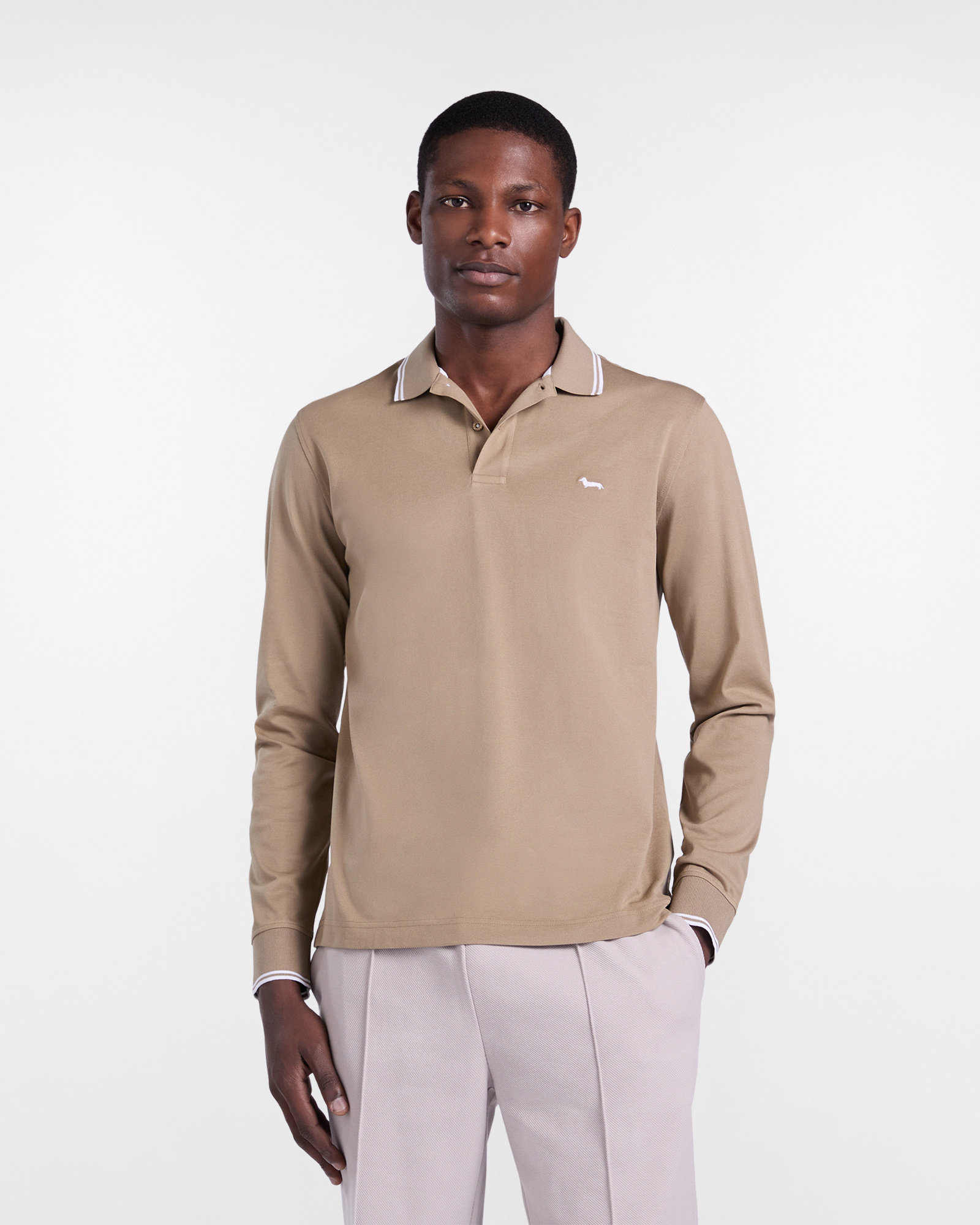 Men's polo shirt with contrasting stripes
