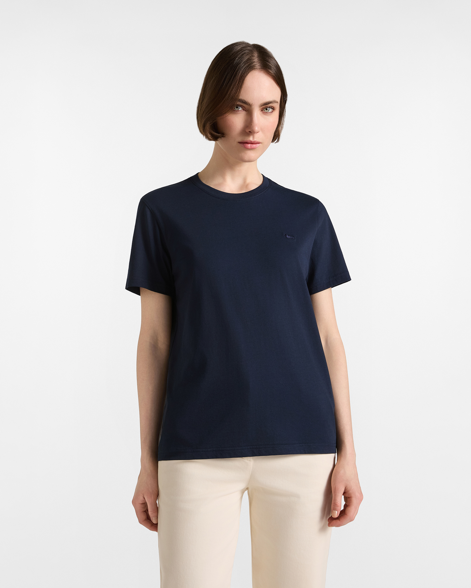 Women's blue 100% pure cotton round neck T-shirt