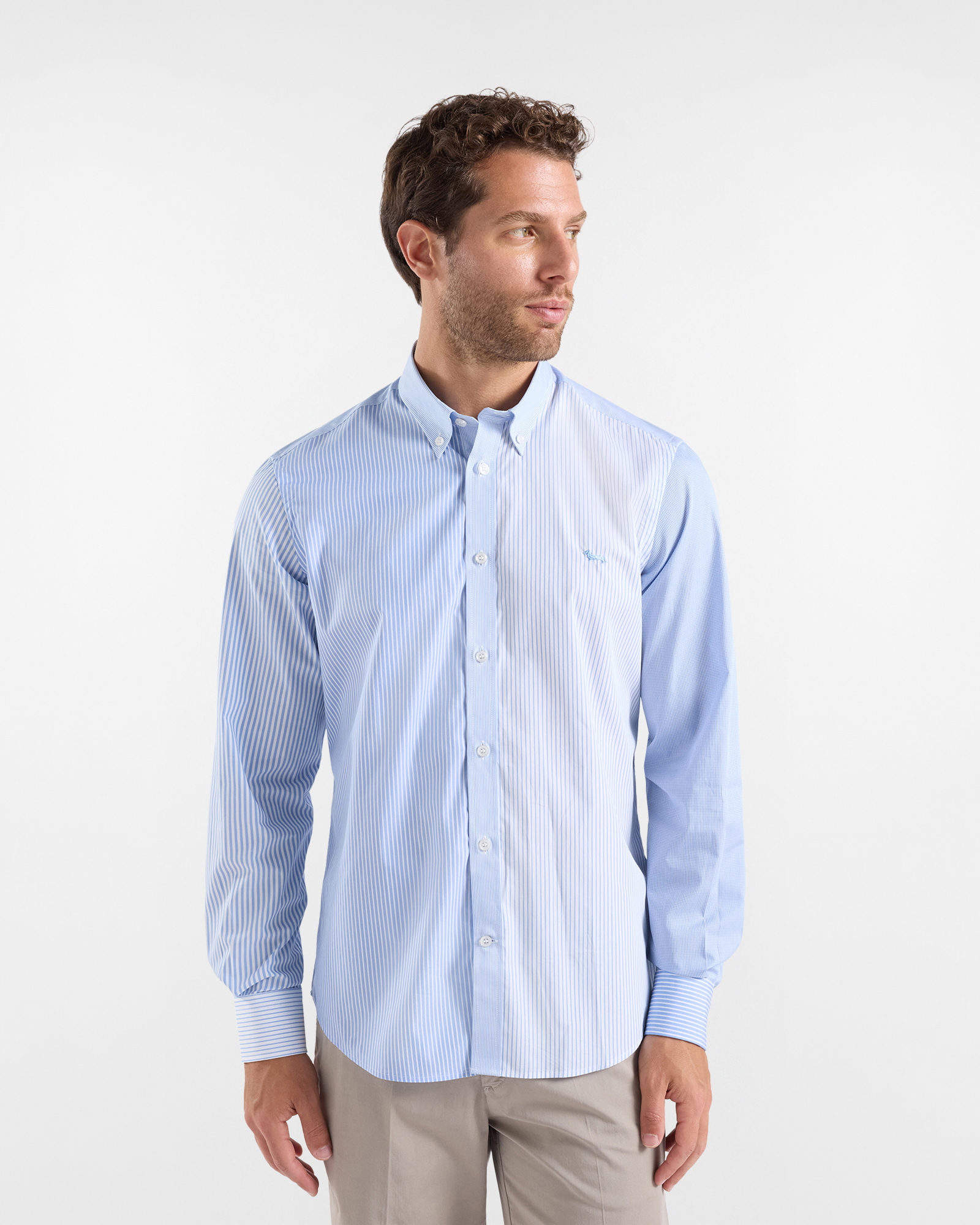 Men's patchwork striped shirt