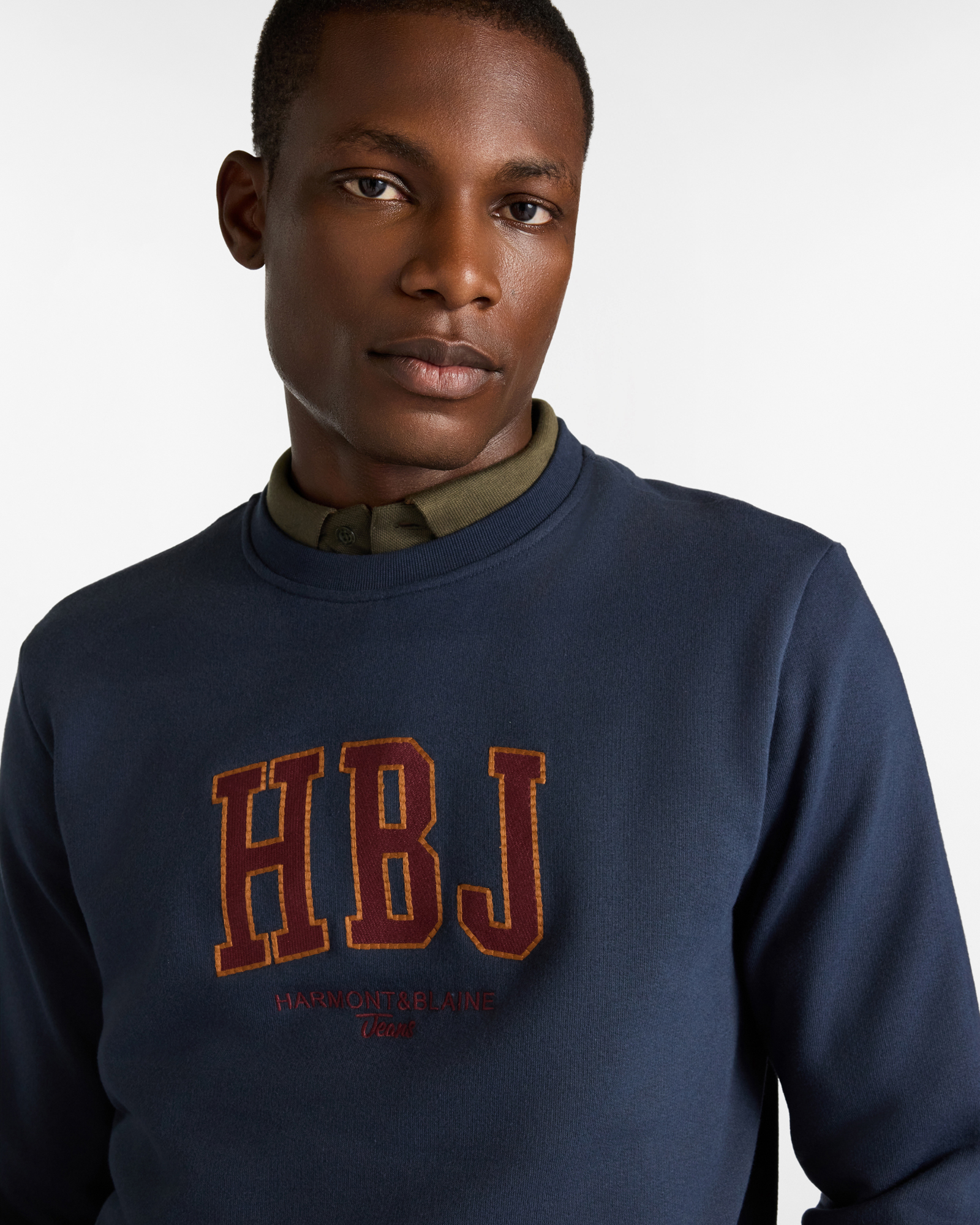 Crewneck Sweatshirt with Embroidered HBJ Logo, Dark Blue, large image number 2