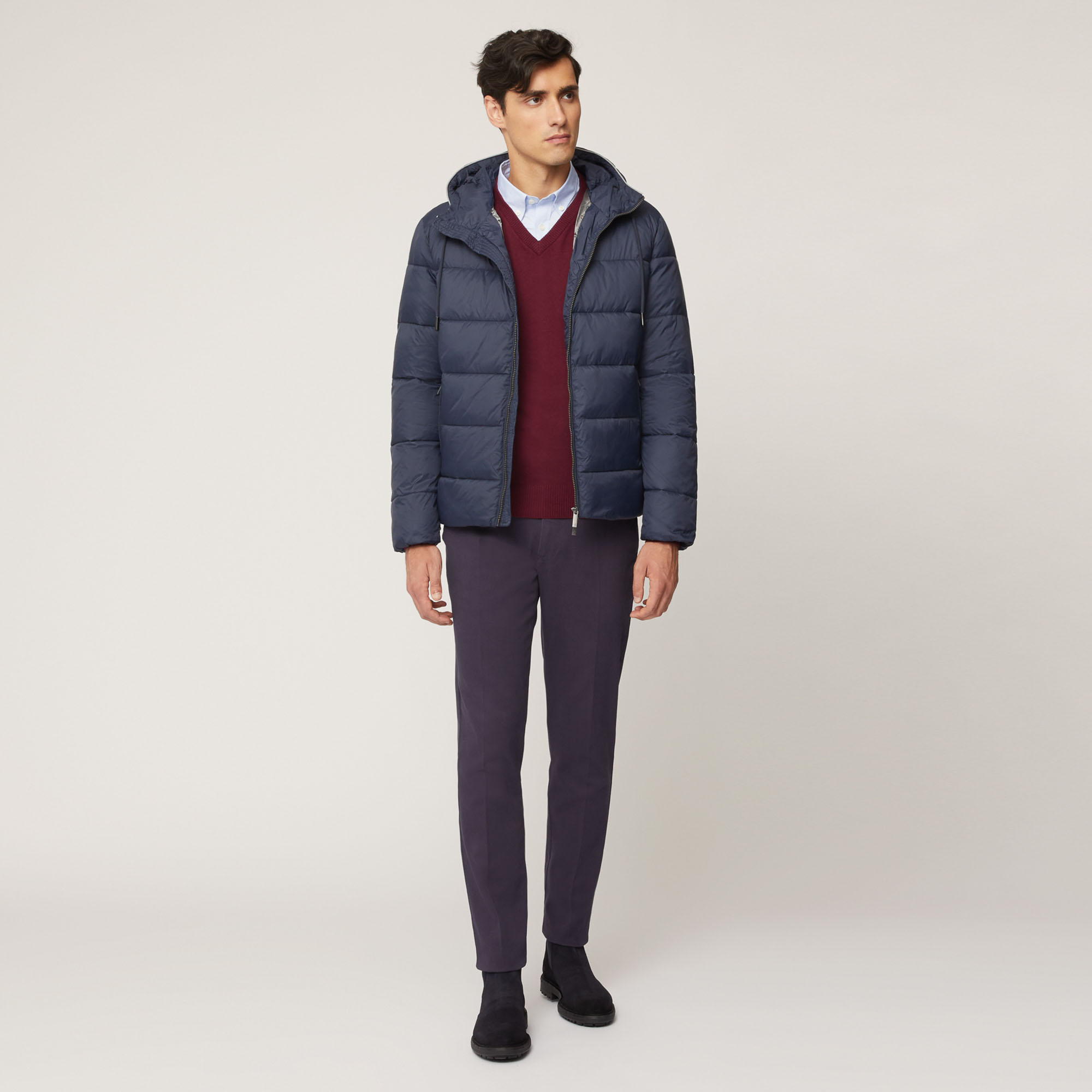 Giubbotto Trapuntato Con Zip E Cappuccio, Light Blue, large image number 3