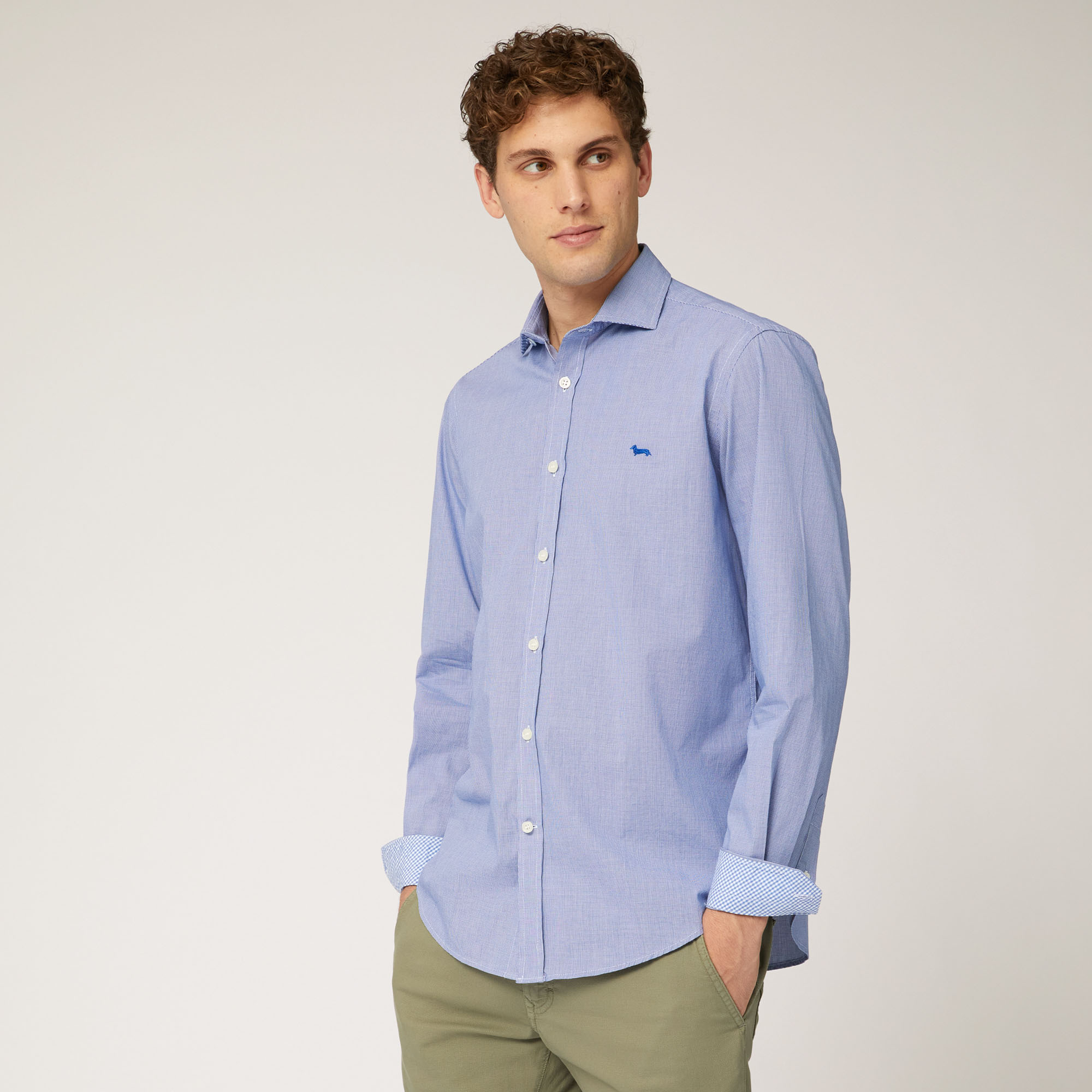 Organic Cotton Poplin Shirt with All-Over Micro Pattern