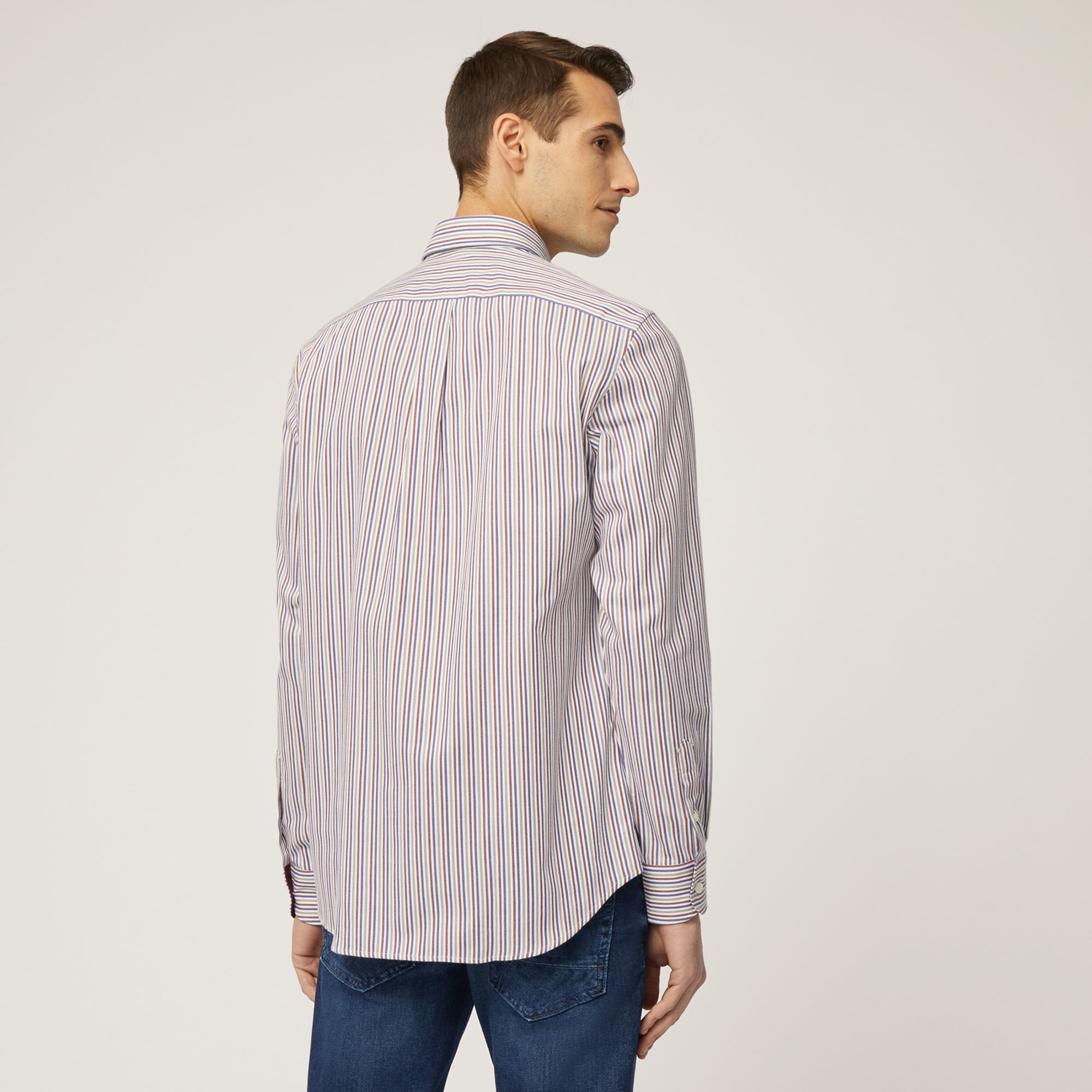 Camicia In Cotone A Righe , Marrone, large image number 1