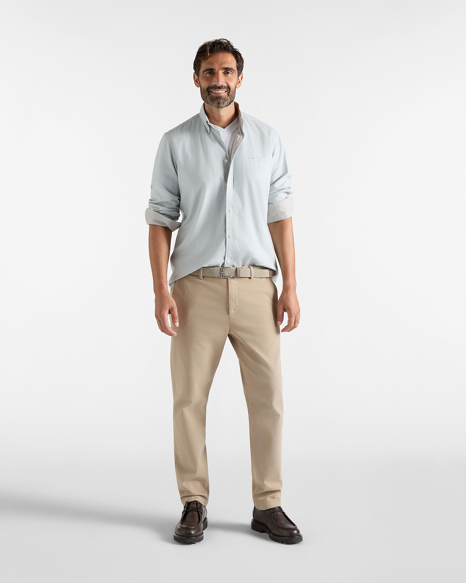 Camicia Uomo in flanella misto cashmere a spiga, GRIGIO, large