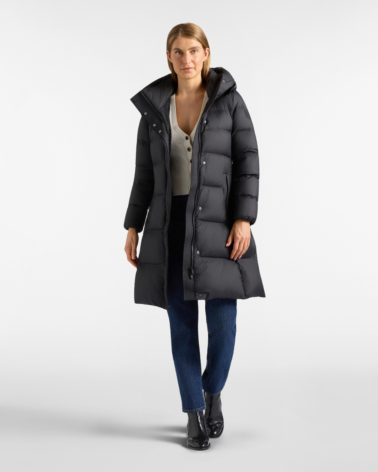 Women&rsquo;s Down Jacket with Technical Inserts, BLACK, large