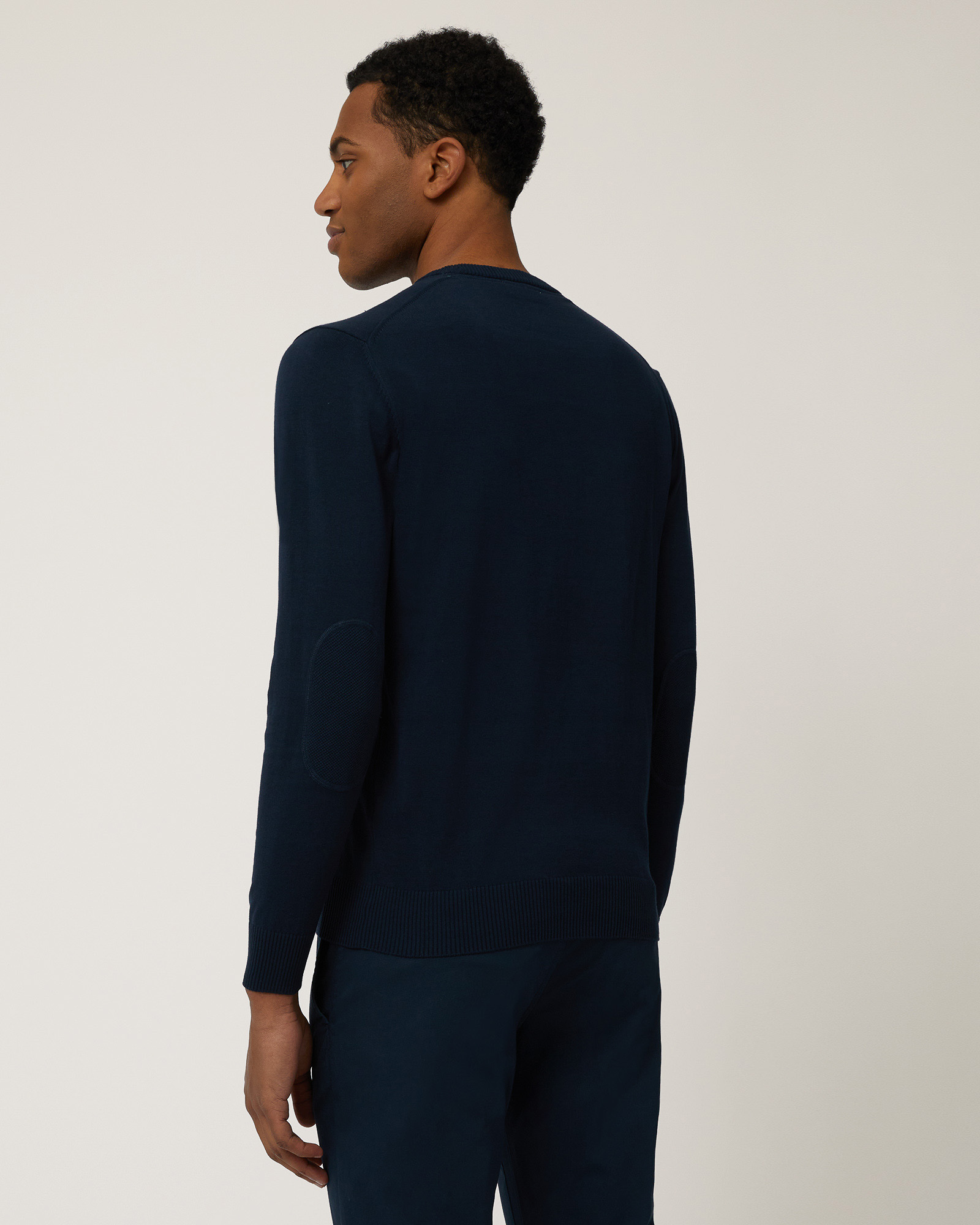 Cotton Crepe Pullover With Patches, Dark Blue, large image number 1
