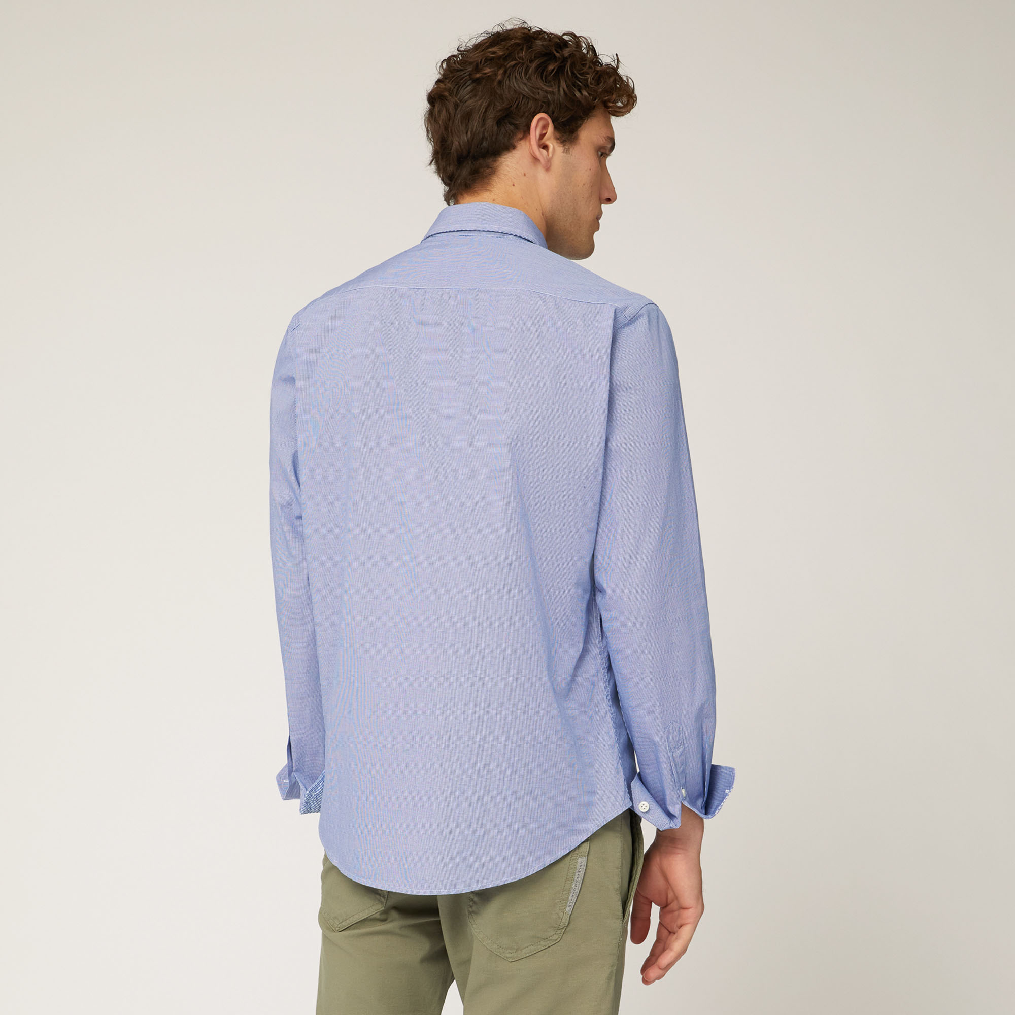 Organic Cotton Poplin Shirt with All-Over Micro Pattern