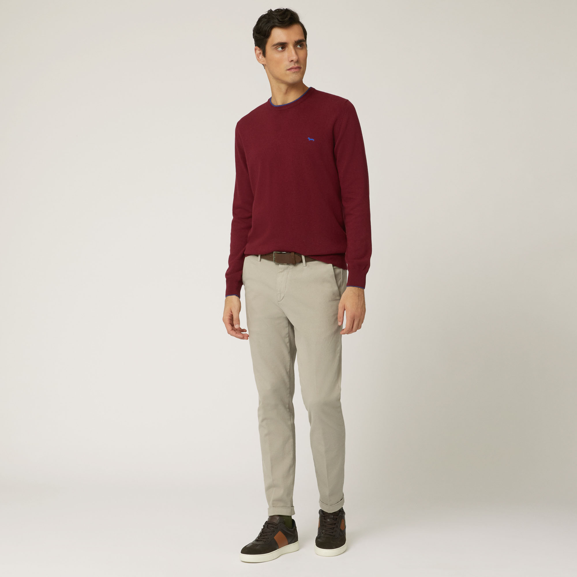 Pullover Girocollo In Lana E Viscosa, Viola, large image number 3