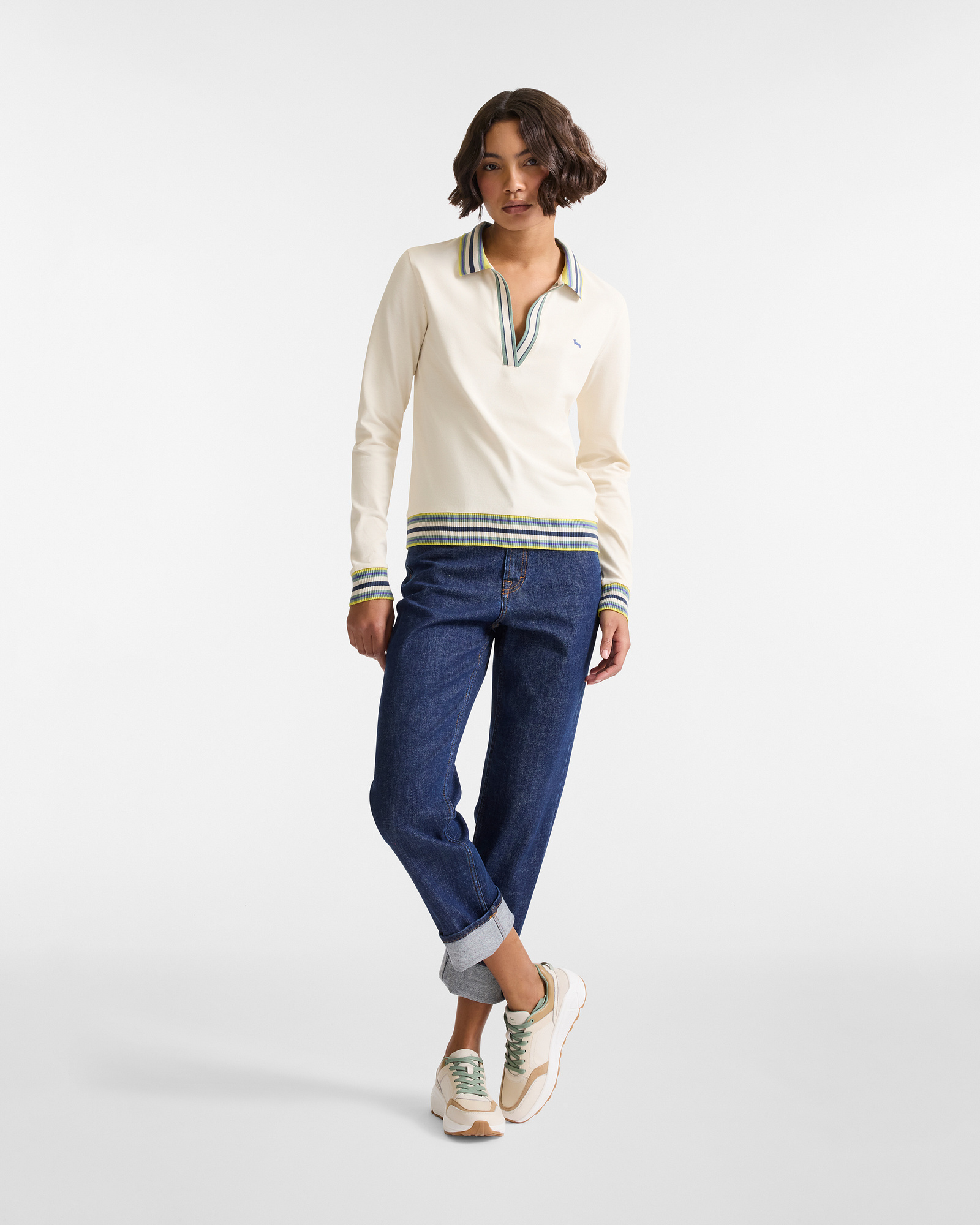 Polo A Maniche Lunghe Stretch, Beige, large image number 3