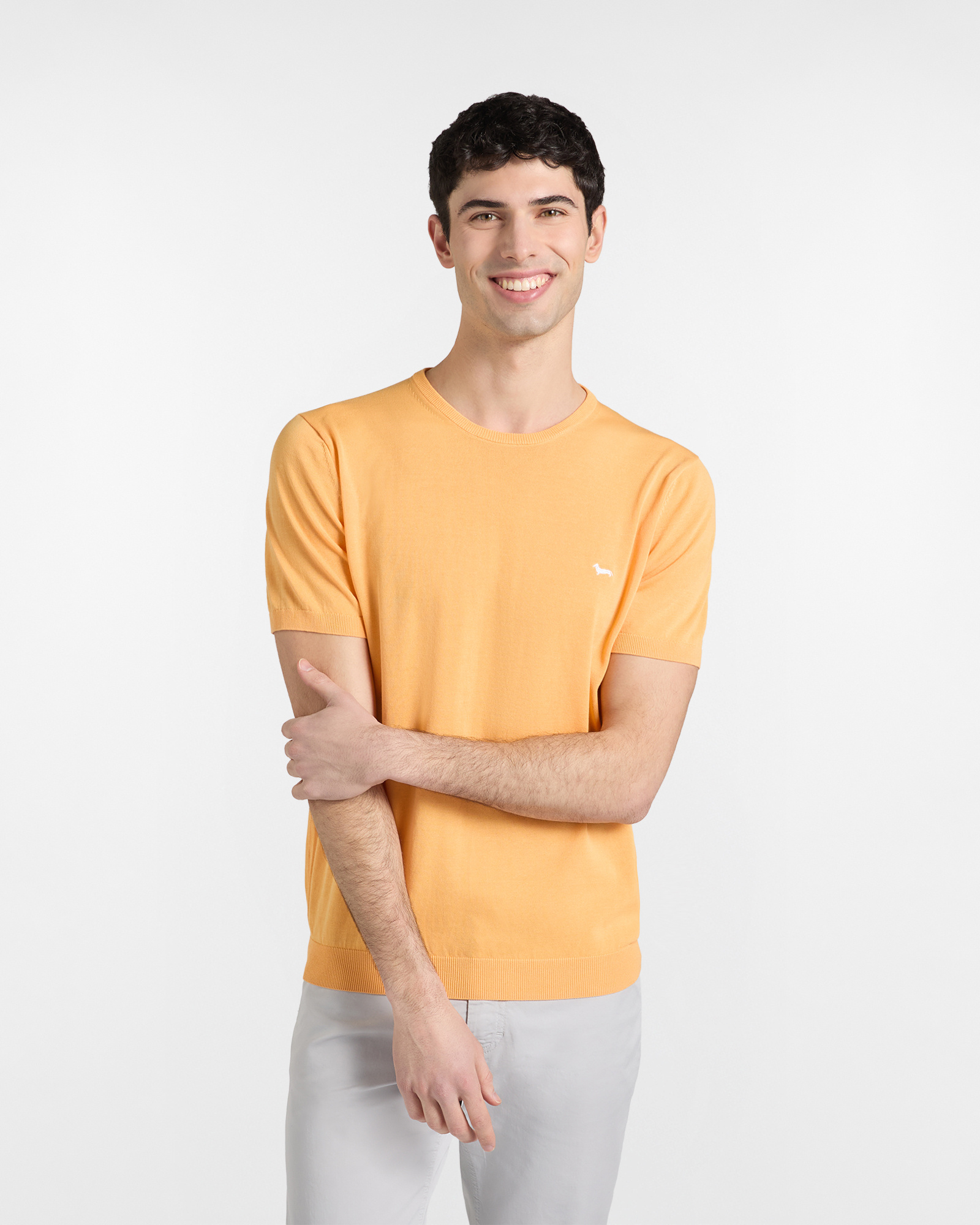 Knit T-shirt, Orange, large