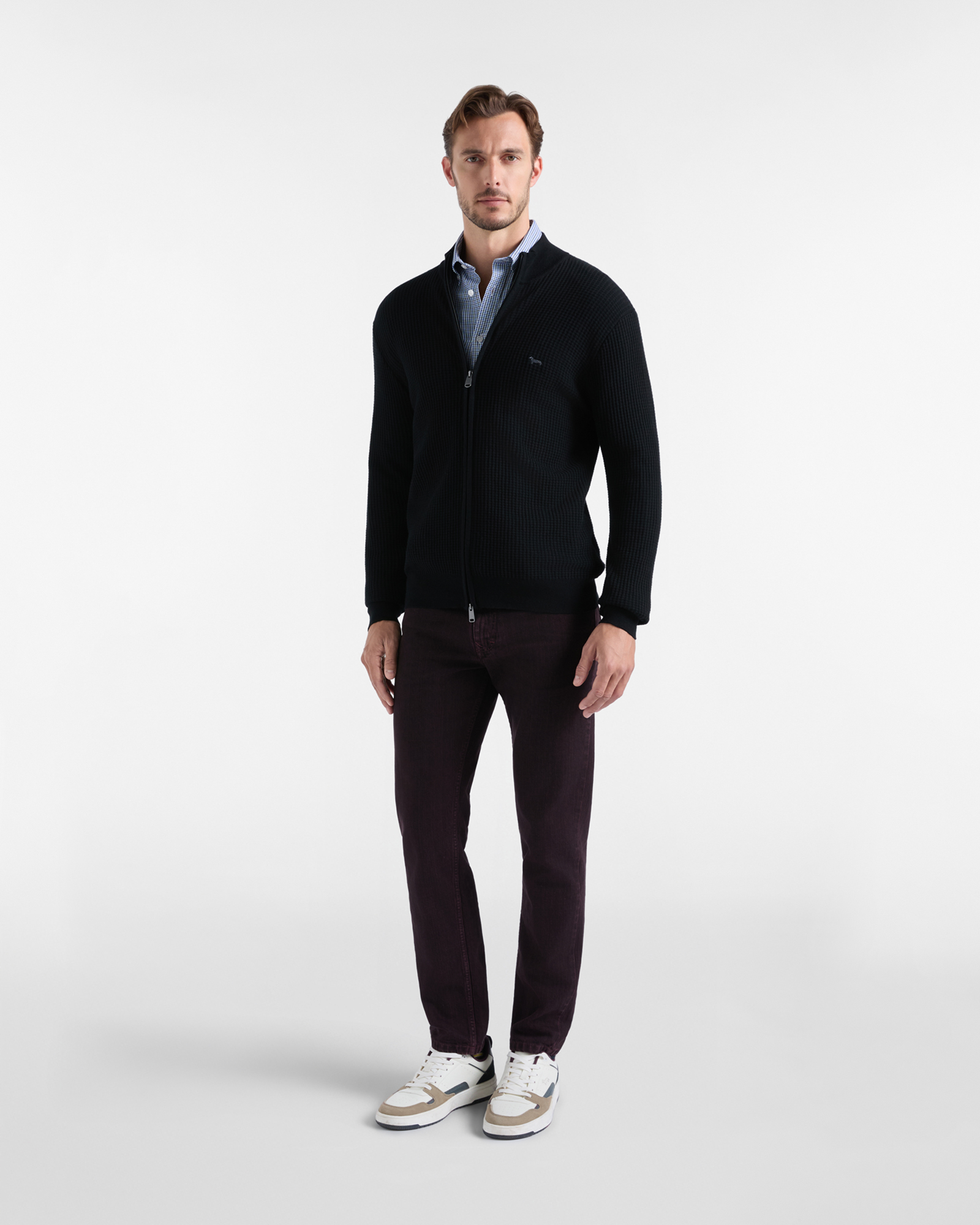 Men's regular-fit textured houndstooth shirt, NAVY BLUE, large image number 3