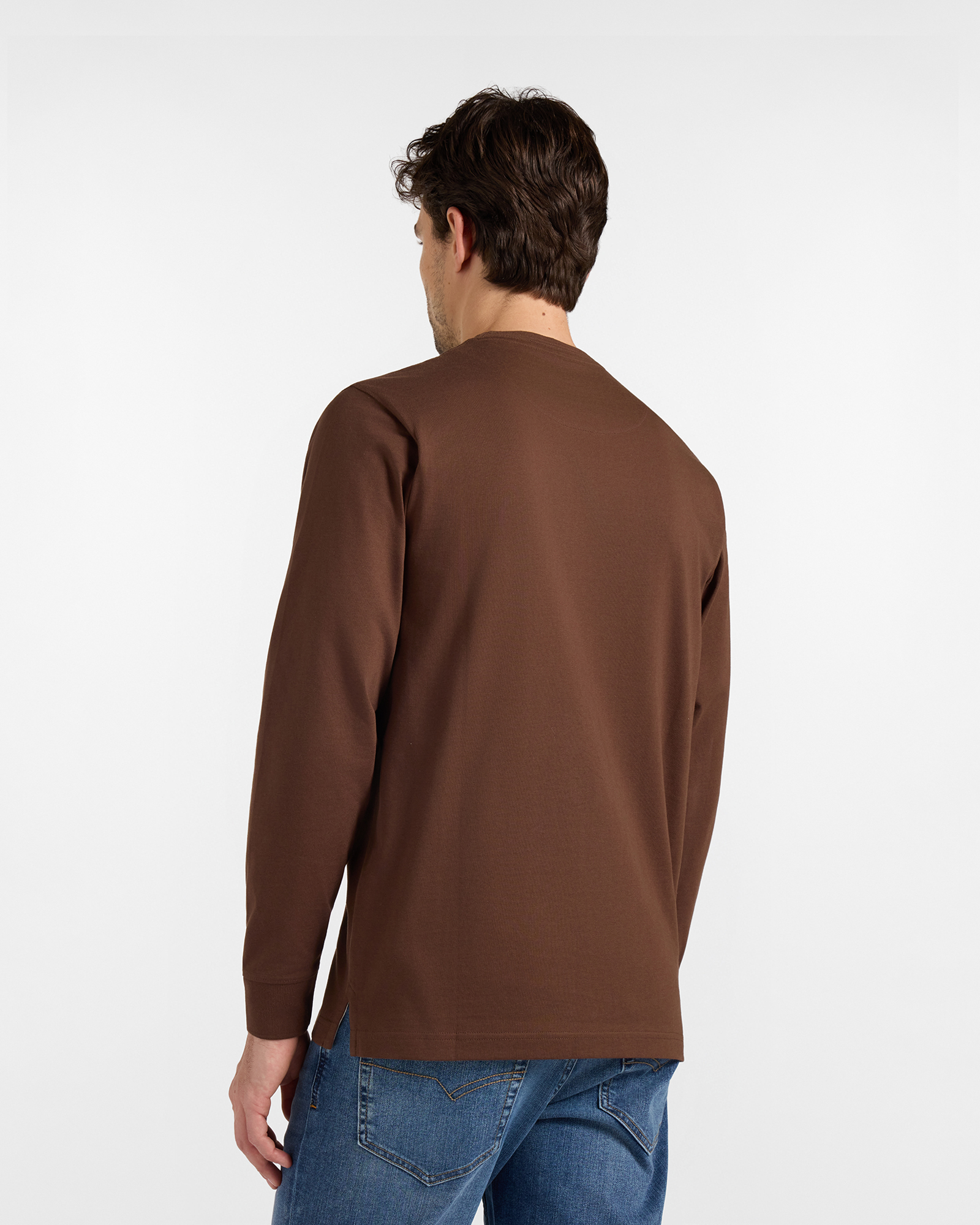 T-shirt HBJ Uomo con Patch Logo in Puro Cotone, MARRONE, large