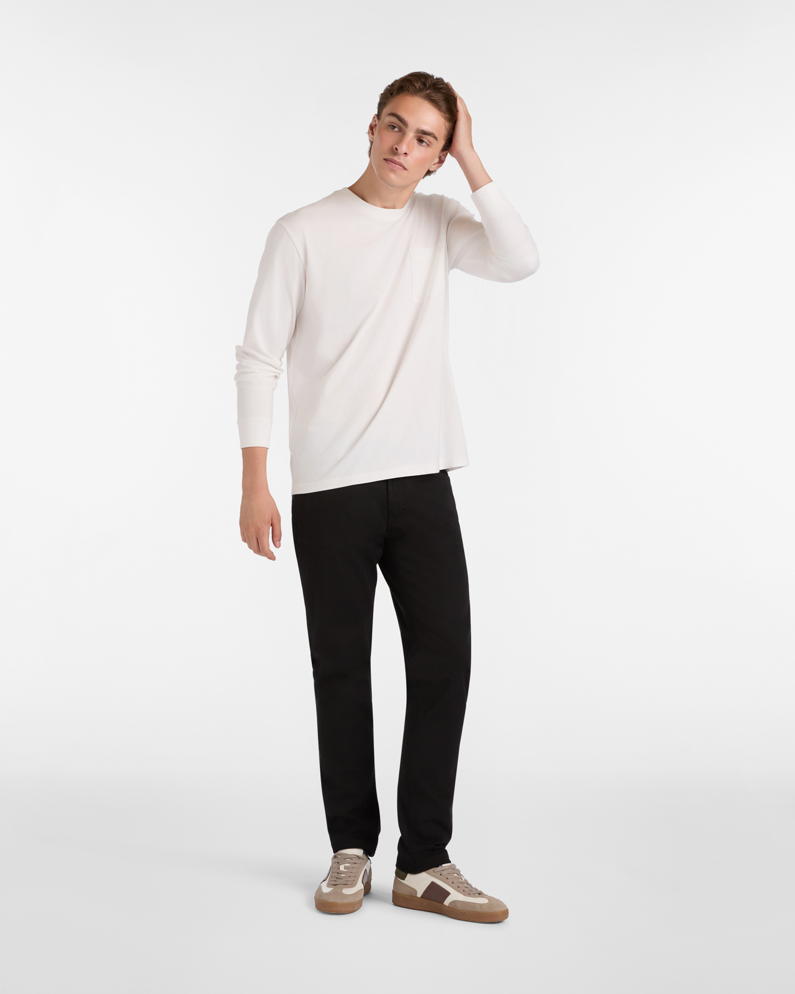 Long Sleeve T-Shirt with Pocket, Milk White, large image number 3