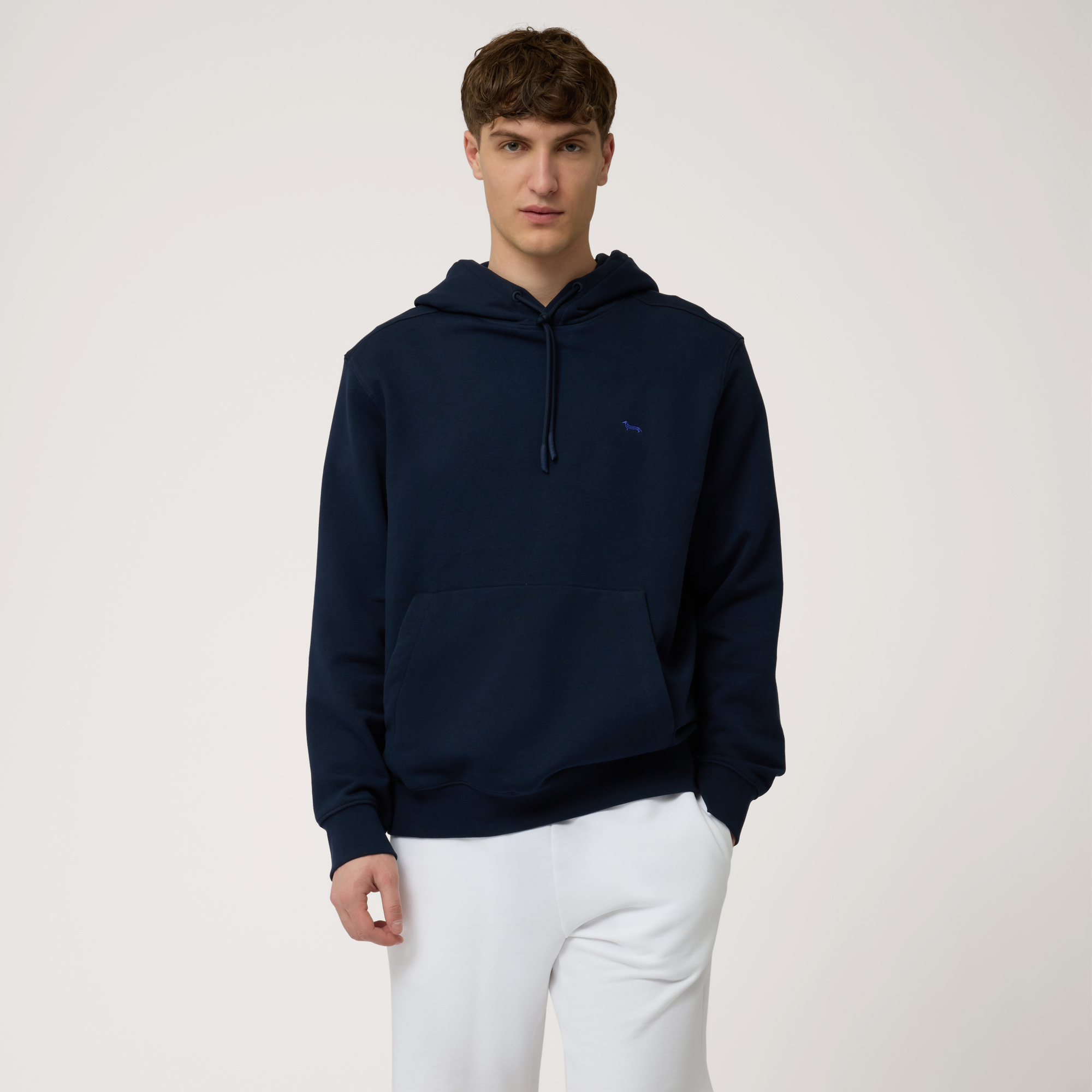 Felpa Con Cappuccio In Cotone, Blu Navy, large