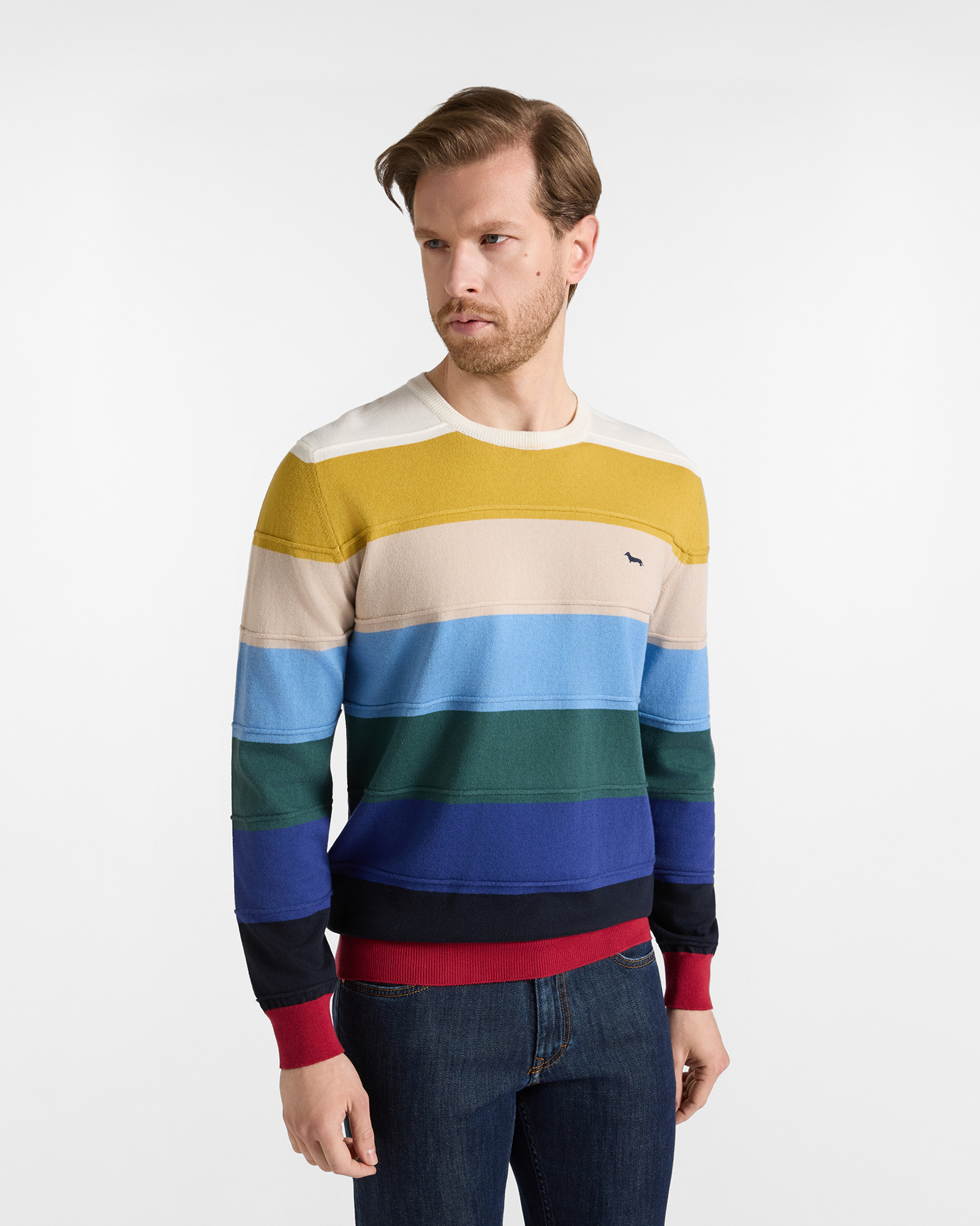 Men's Made in Italy regular fit sweater in a multicoloured wool and cotton blend