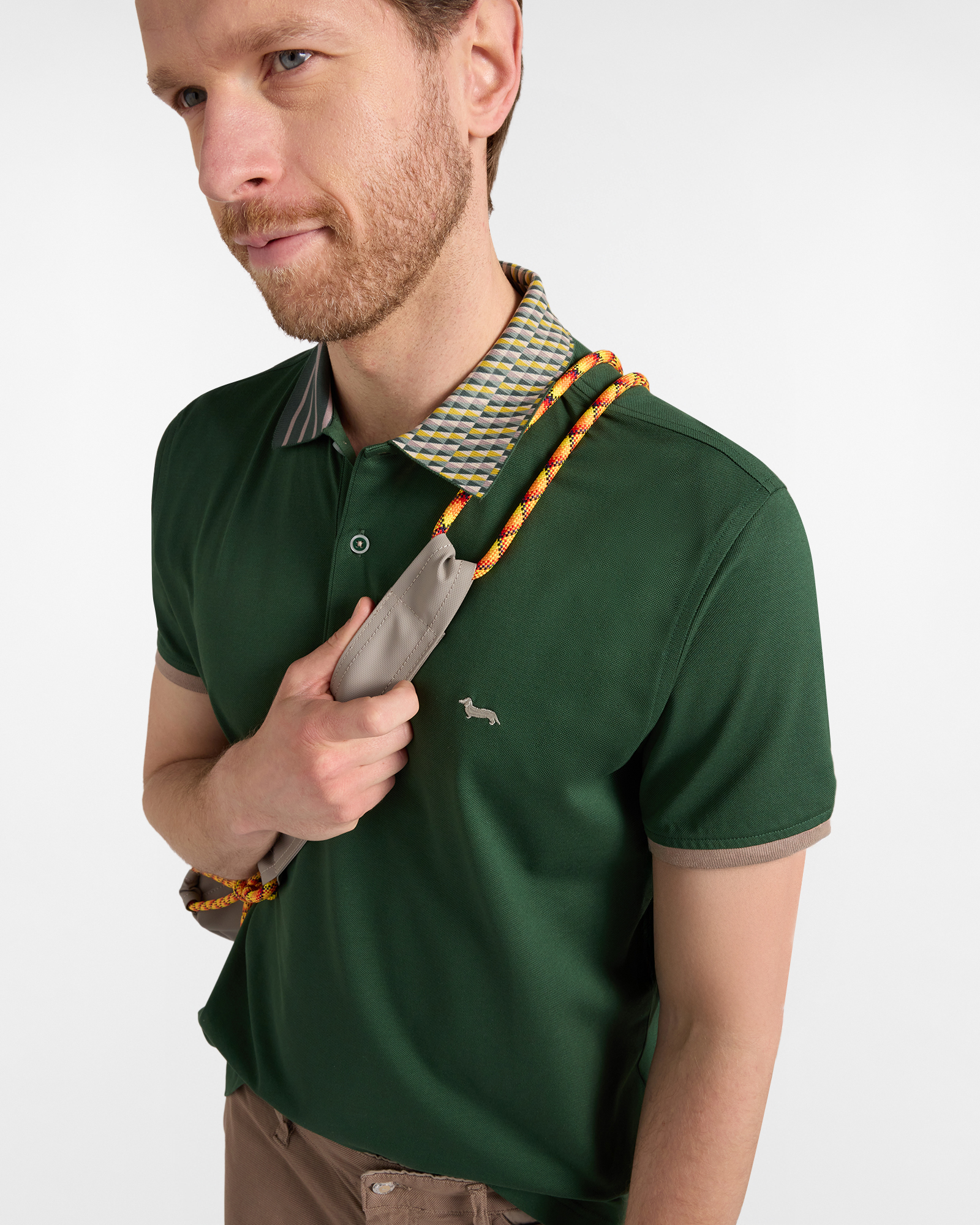 Polo shirt with printed collar, Amaranth, large image number 2