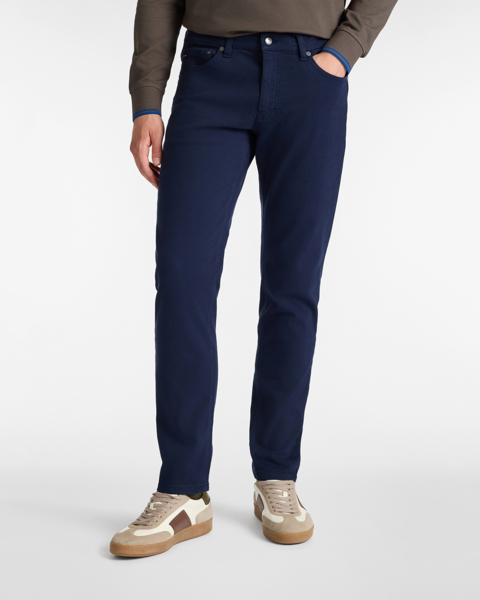Pantaloni In Gabardine Narrow Fit, Blu Navy, large