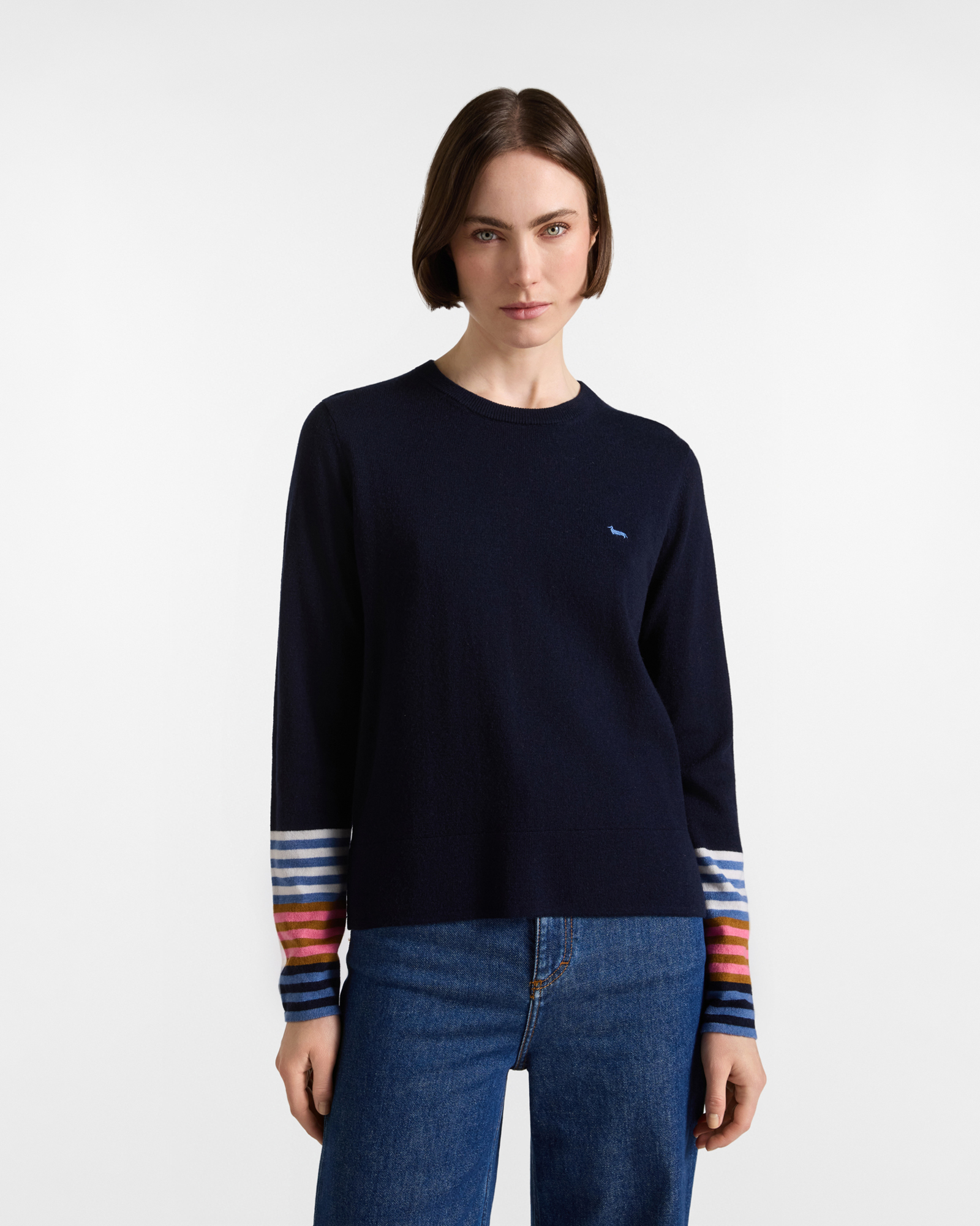Women's sweater in blue wool blend