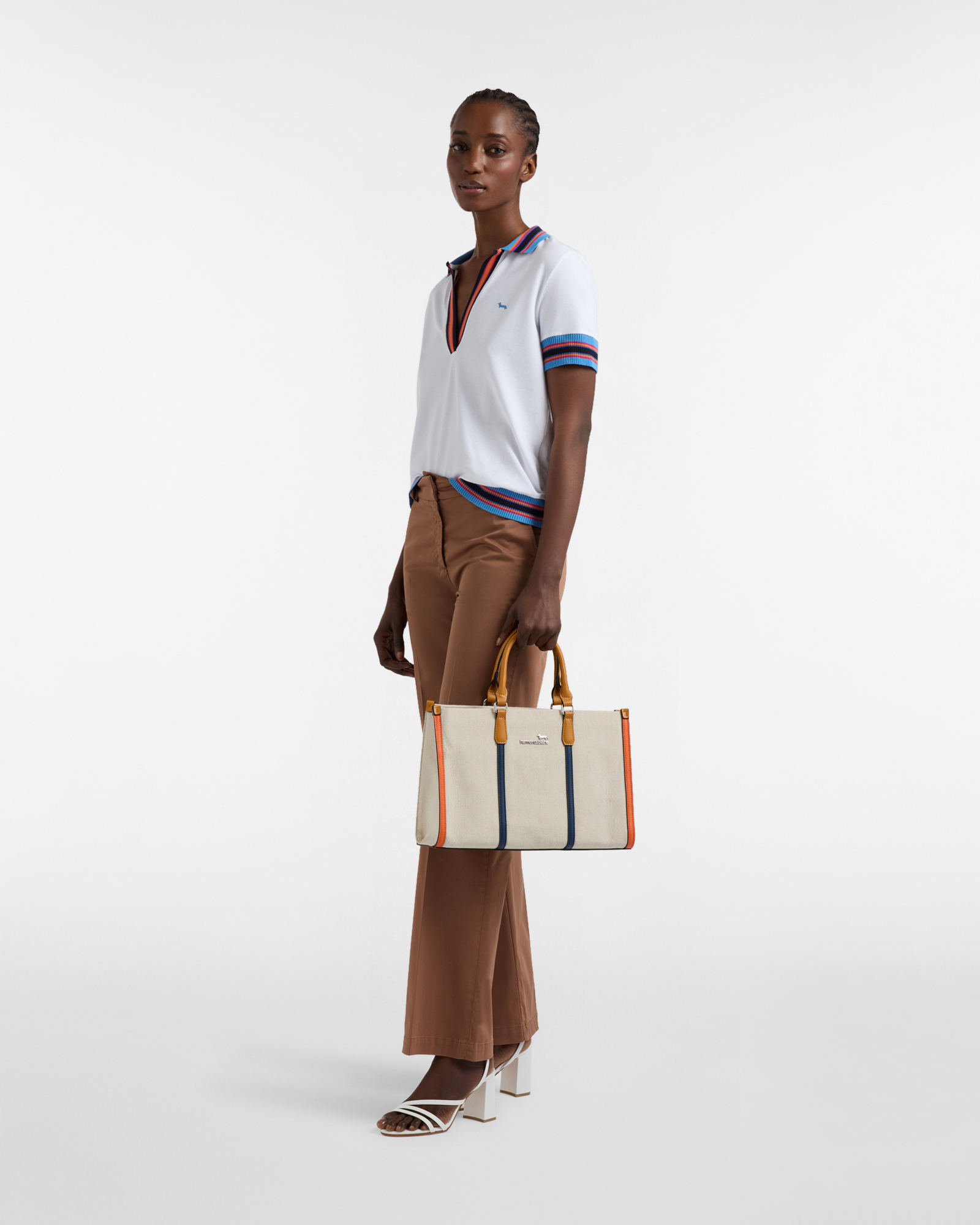 Women's high-waisted pants with a straight leg, Brown/Red, large image number 3