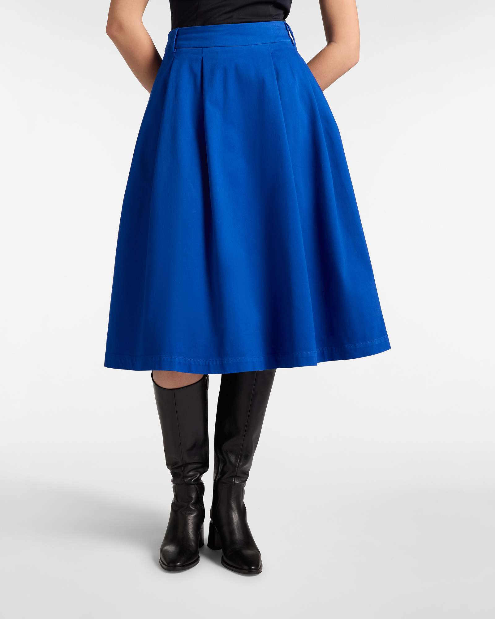 Midi Satin Skirt with Pleats