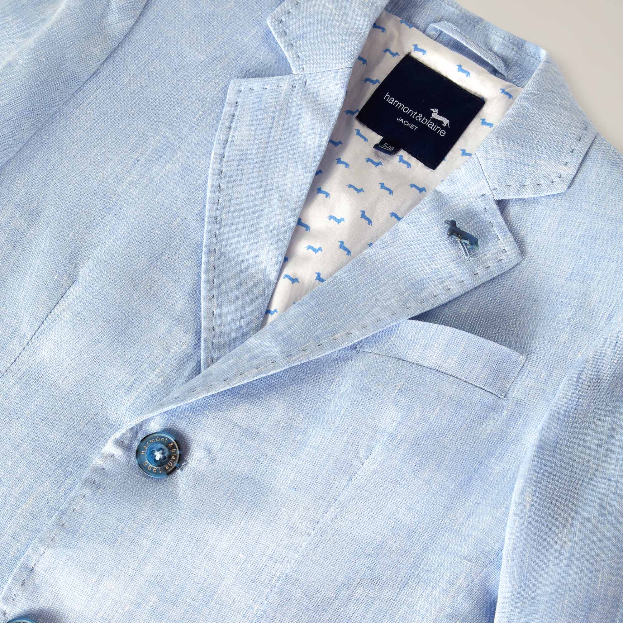 Melange linen jacket with Dachshund pin, PALE SKY BLUE, large image number 2