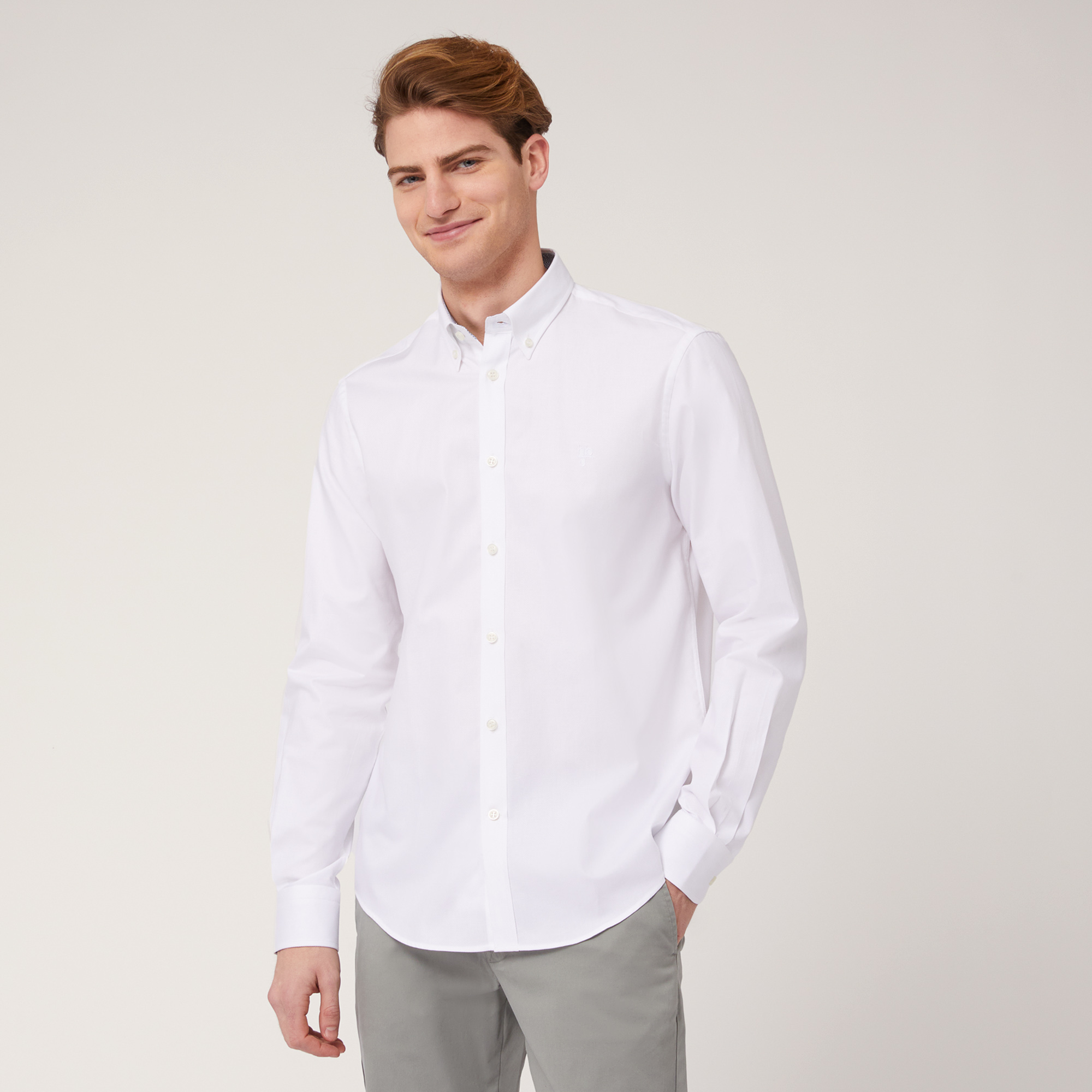 Camicia Regular In Cotone, Bianco, large image number 0