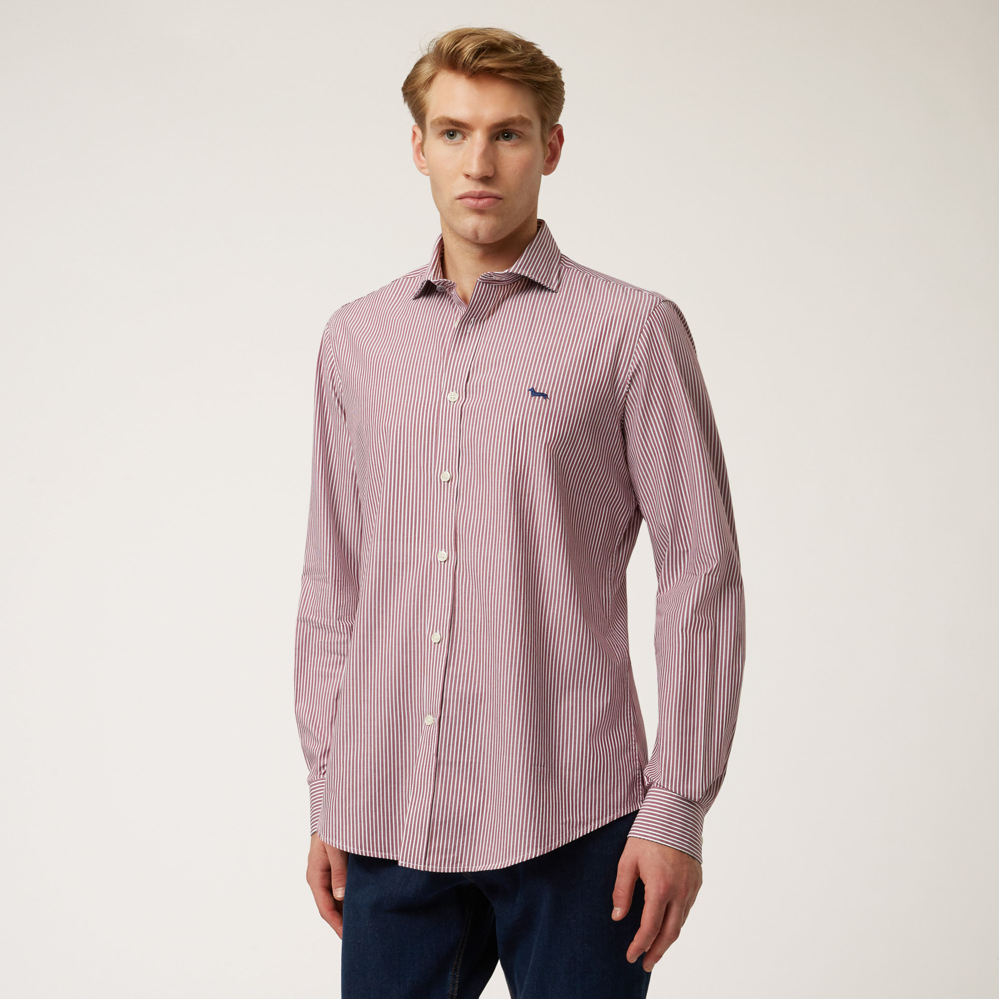 Organic Cotton Shirt With Micro Stripes, Red, large image number 0